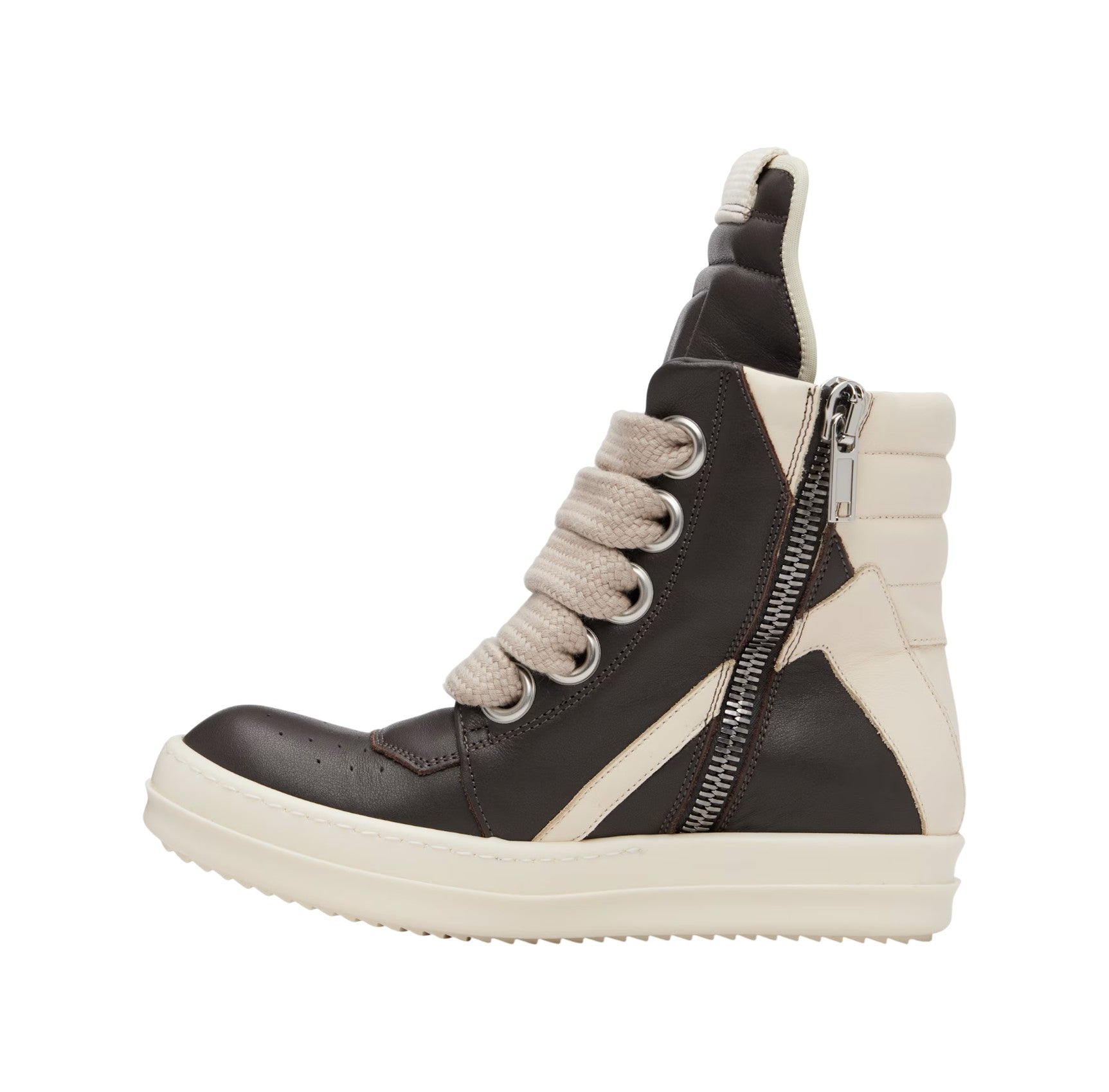 Rick Owens 'Geobasket Jumbo Lace' Hi Brown & Milk Sneakers