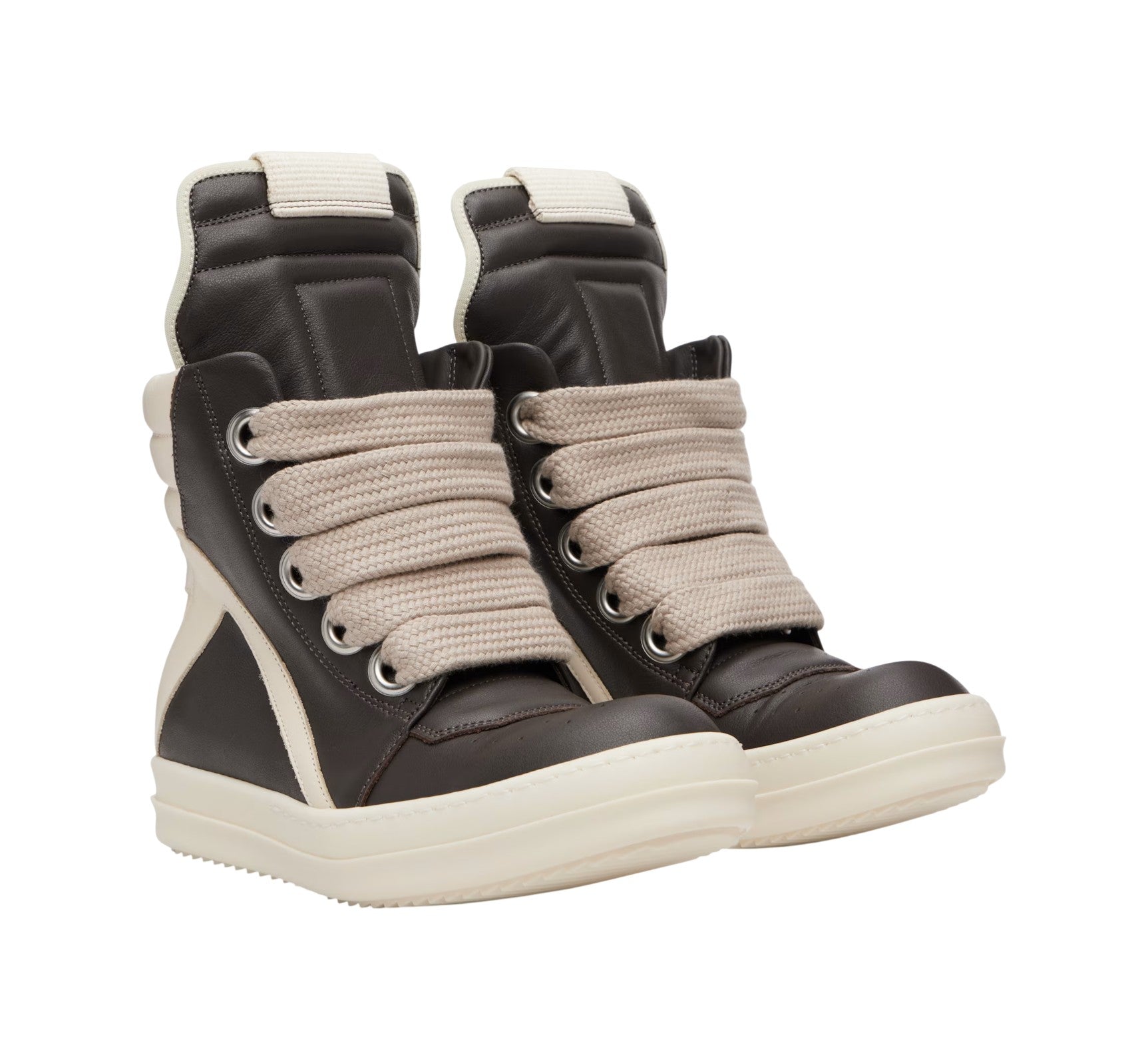 Rick Owens 'Geobasket Jumbo Lace' Hi Brown & Milk Sneakers