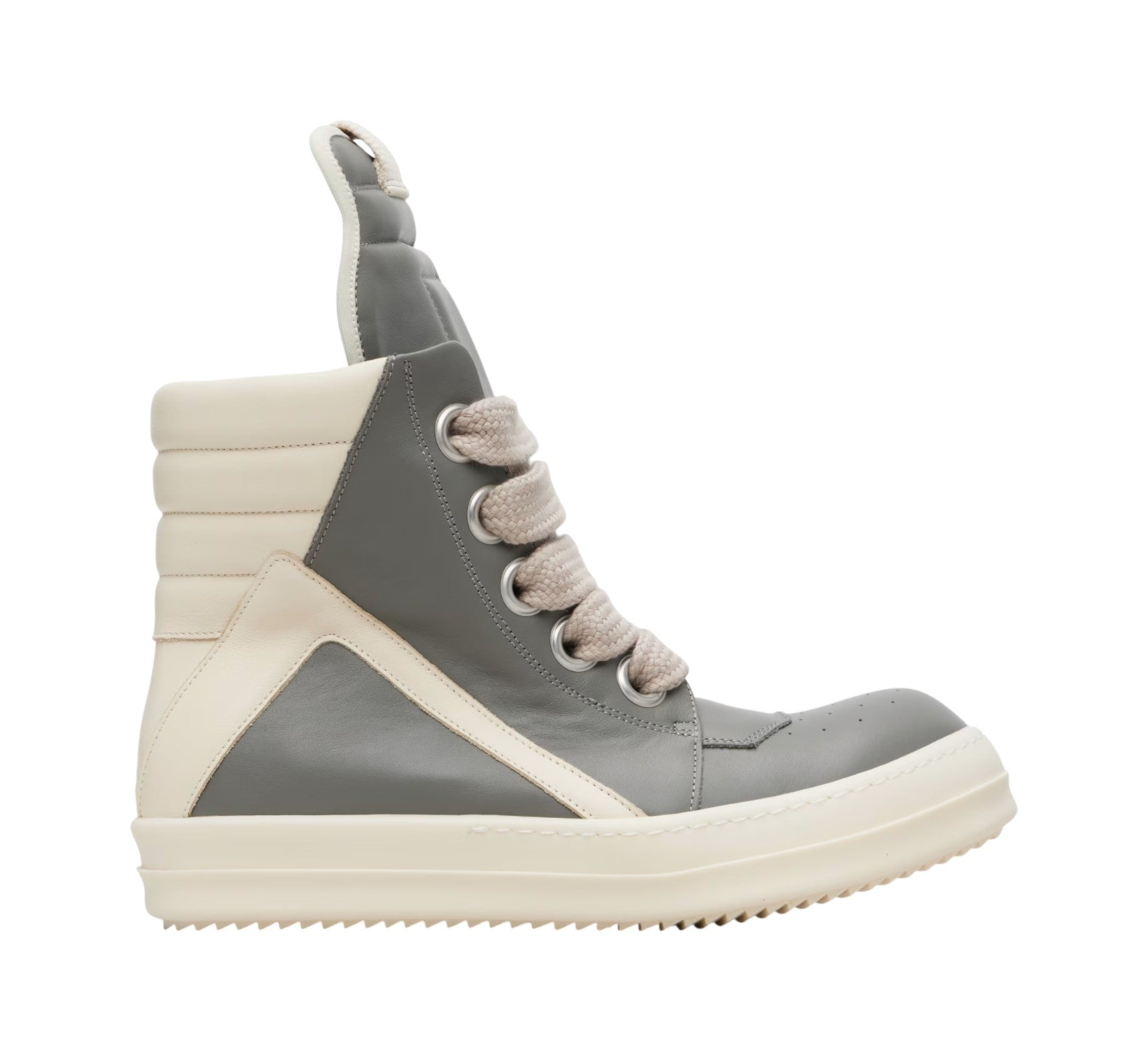Rick Owens 'Geobasket Jumbo Lace' Hi Grey & Milk Sneakers