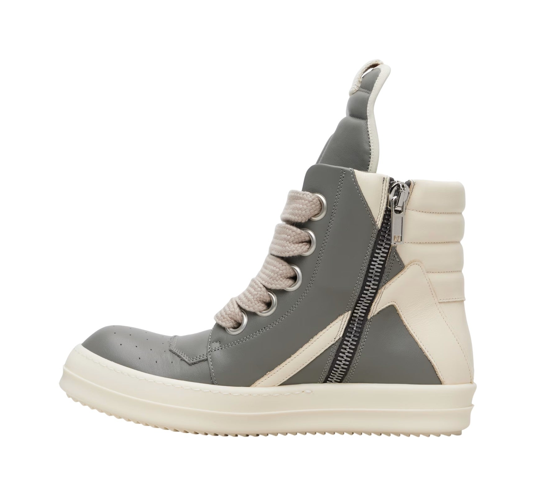 Rick Owens 'Geobasket Jumbo Lace' Hi Grey & Milk Sneakers