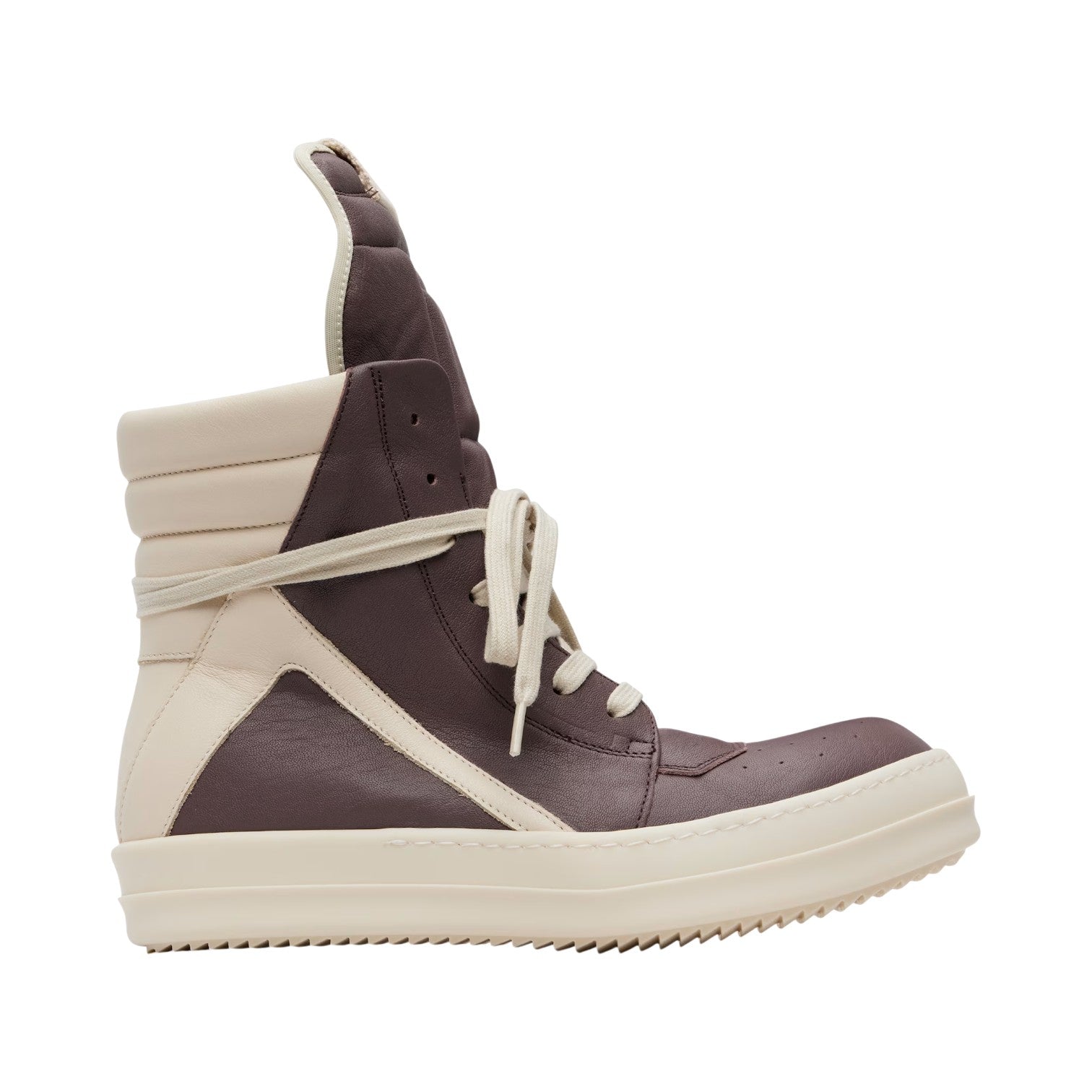 Rick Owens 'Geobasket Jumbo Lace' Hi Maroon & Milk Sneakers