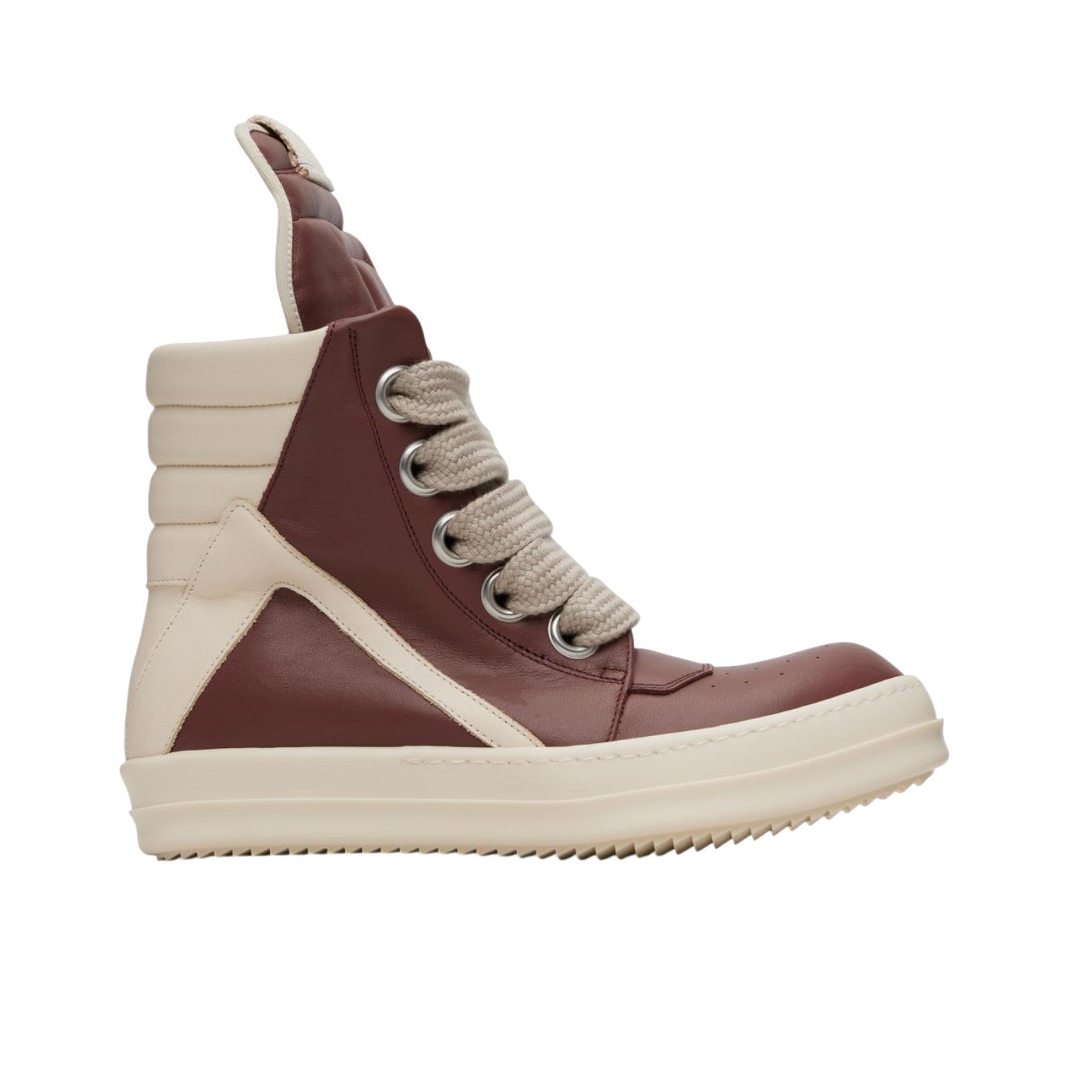 Rick Owens 'Geobasket Jumbo Lace' Hi Maroon & Milk Sneakers