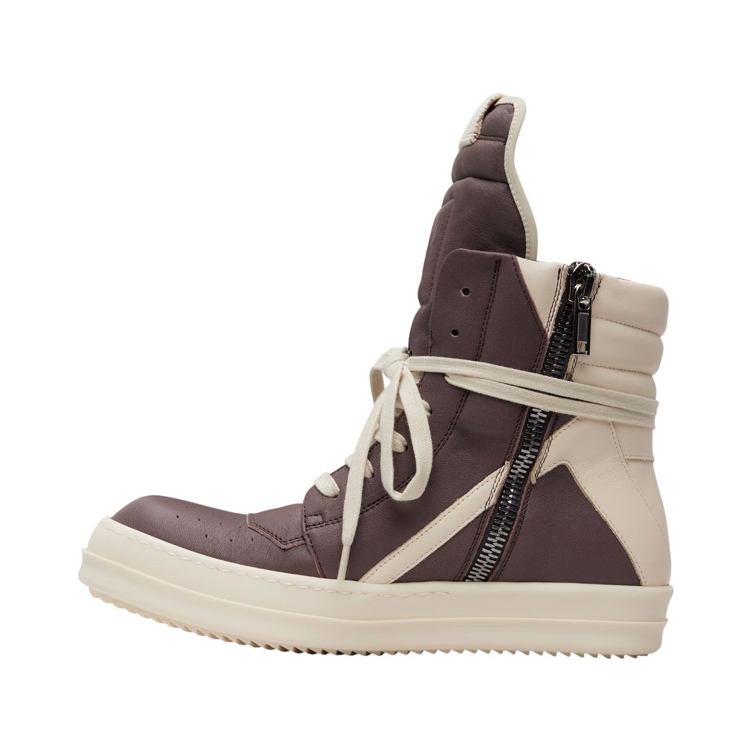 Rick Owens 'Geobasket Jumbo Lace' Hi Maroon & Milk Sneakers