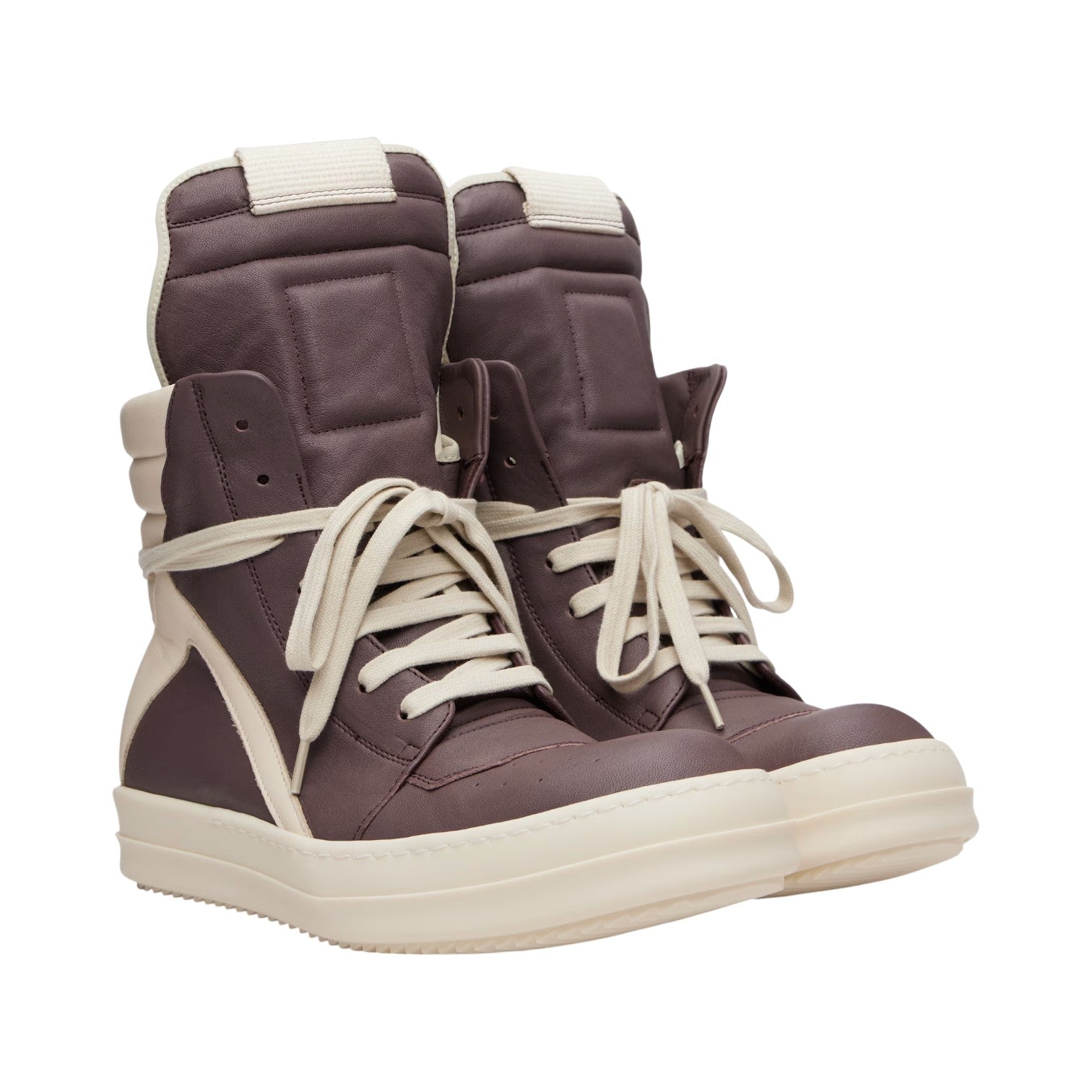 Rick Owens 'Geobasket Jumbo Lace' Hi Maroon & Milk Sneakers