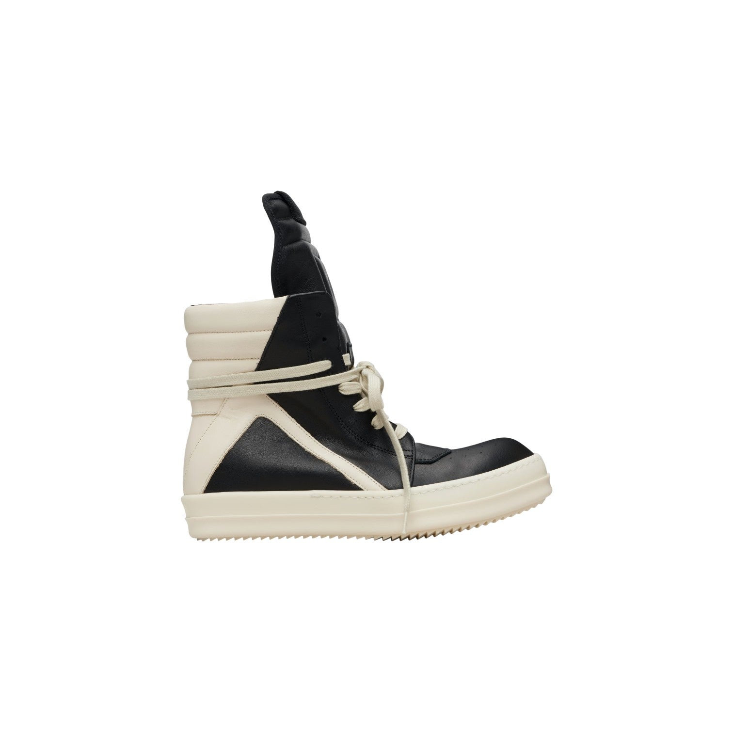 Rick Owens 'Mainline Geobasket' Hi Top Black & Milk Sneakers