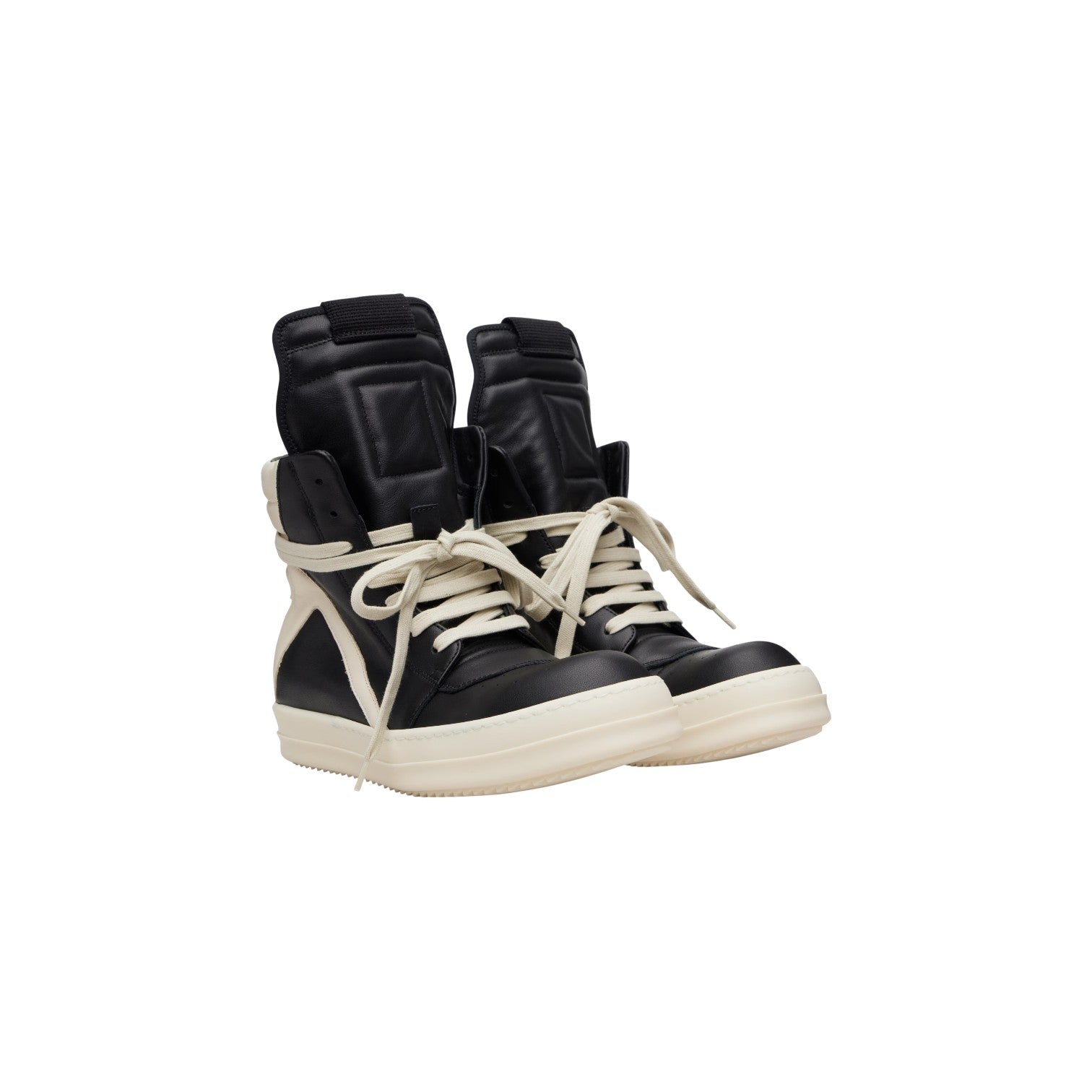 Rick Owens 'Mainline Geobasket' Hi Top Black & Milk Sneakers