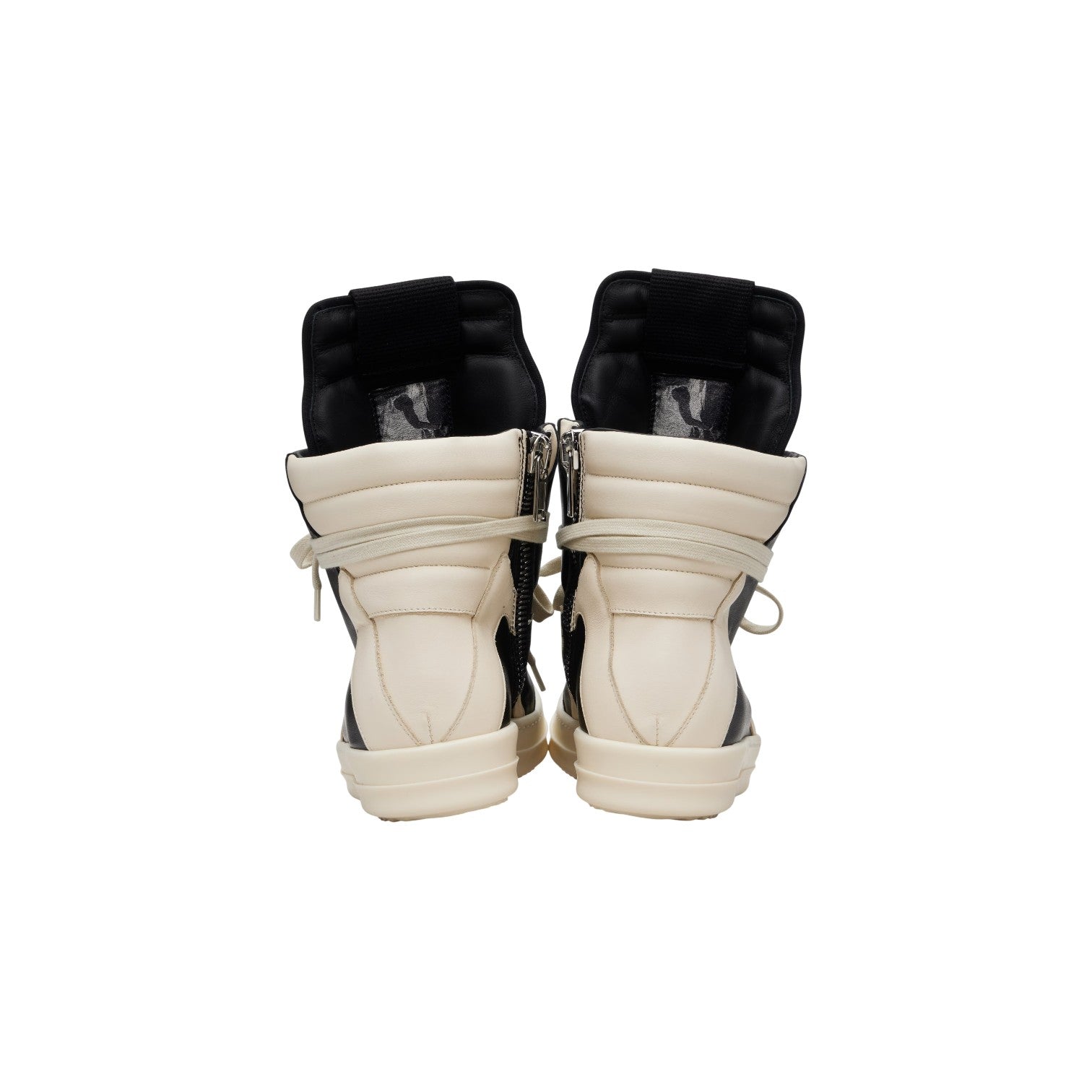 Rick Owens 'Mainline Geobasket' Hi Top Black & Milk Sneakers