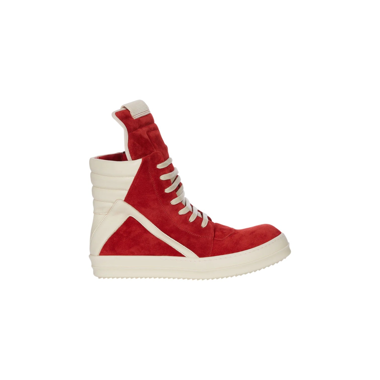 Rick Owens 'Mainline' Geo Basket Red & Milk Suede Sneakers