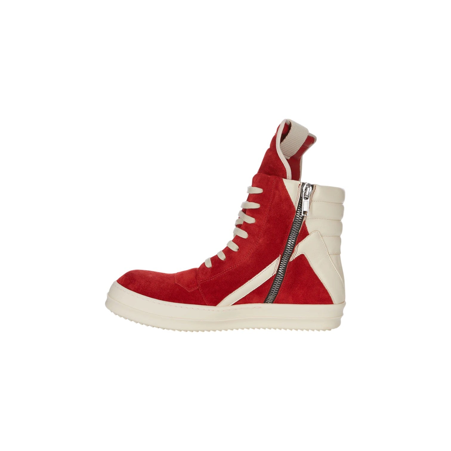 Rick Owens 'Mainline' Geo Basket Red & Milk Suede Sneakers