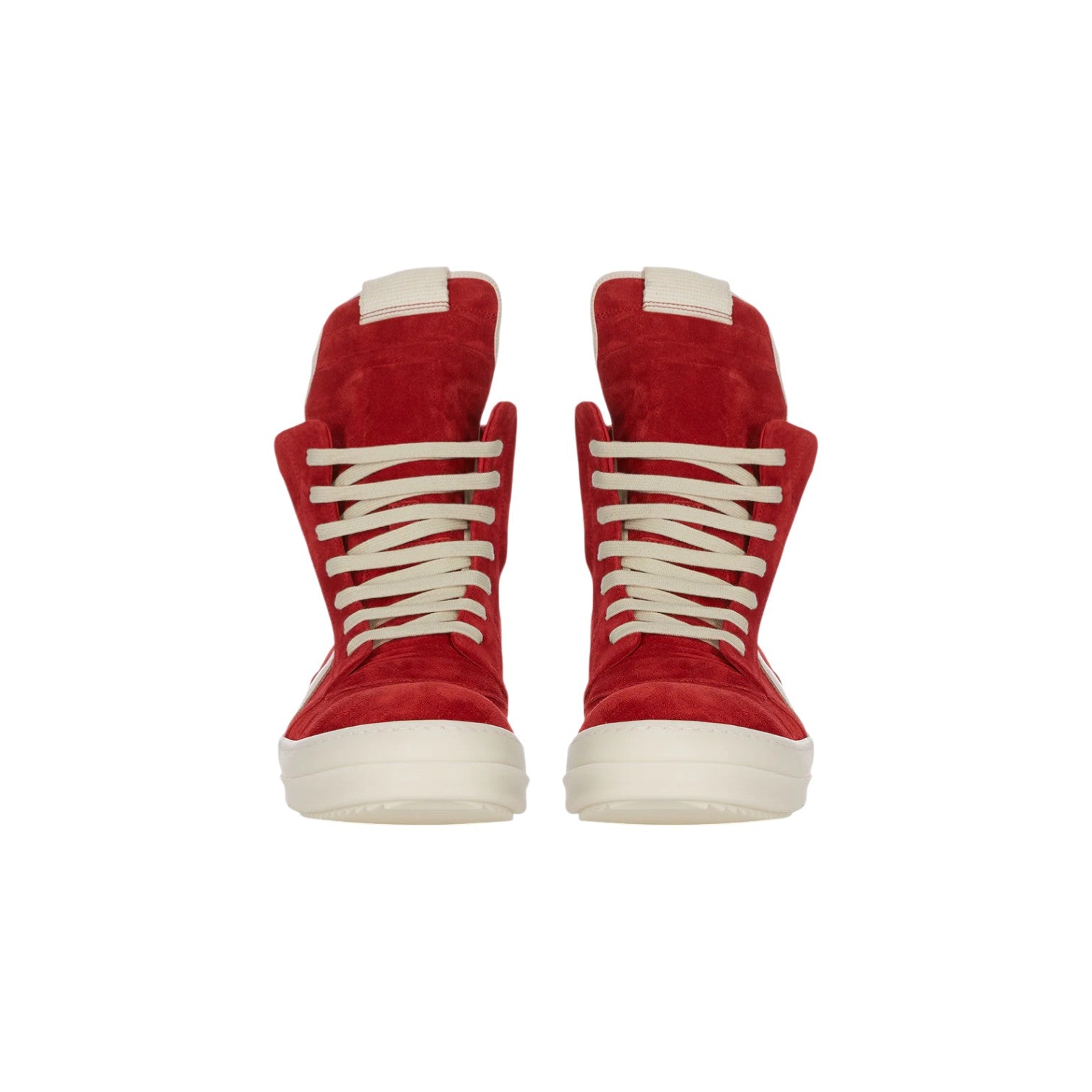 Rick Owens 'Mainline' Geo Basket Red & Milk Suede Sneakers