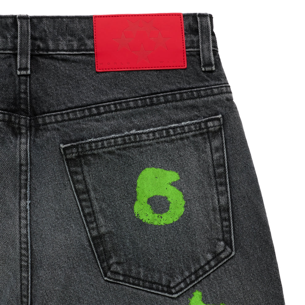 SP5DER 'Beluga Stamp' Black & Green Jeans