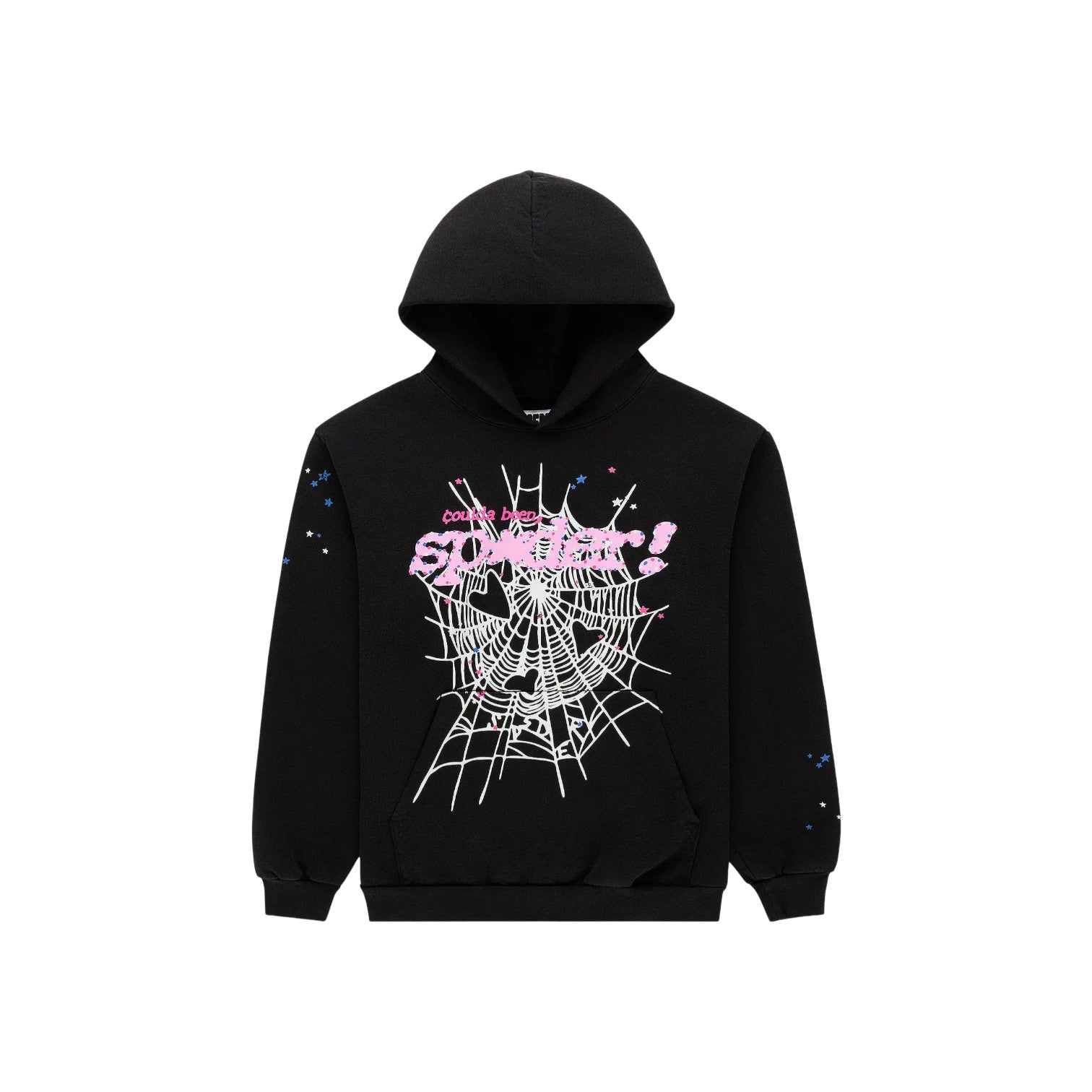 SP5DER 'PUNK V2 Owl' Rhinestone Black & Pink Hoodie