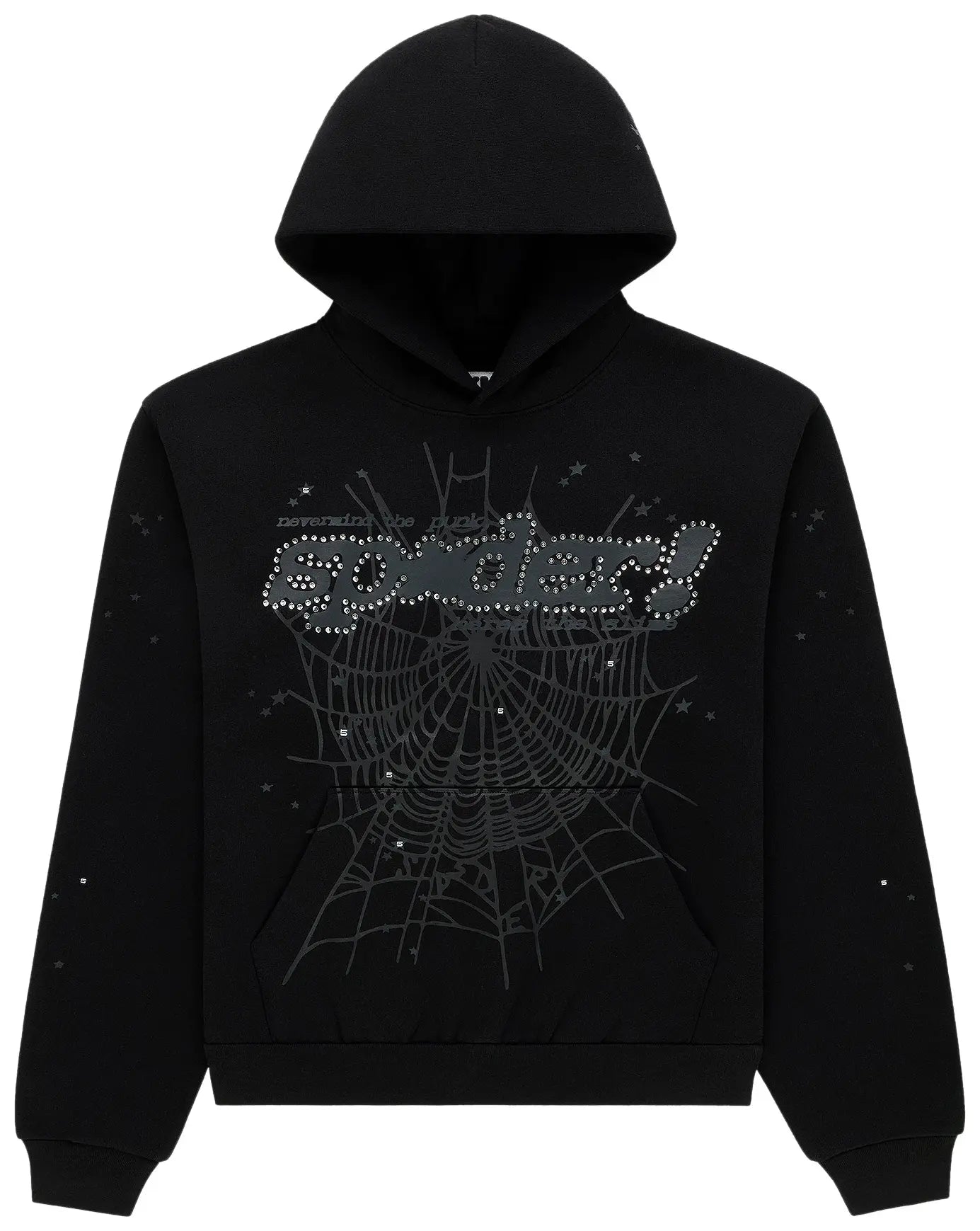 SP5DER 'PUNK V2' Rhinestone Black Hoodie