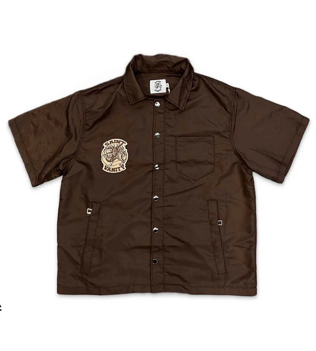Saint Vanity Brown Nylon Button Shirt