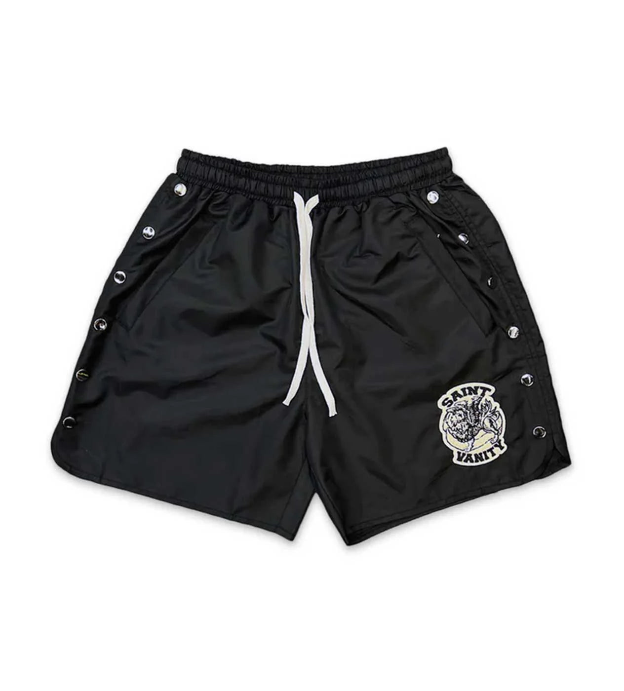 Saint Vanity Nylon Black Button Shorts