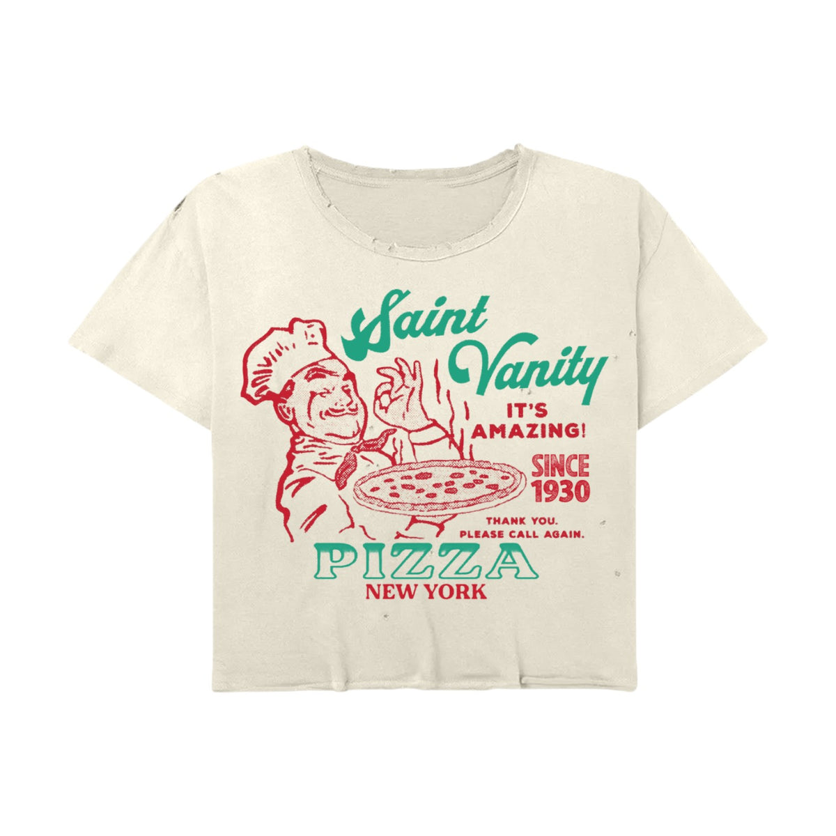 Saint Vanity 'NYC Pizza' White Tee