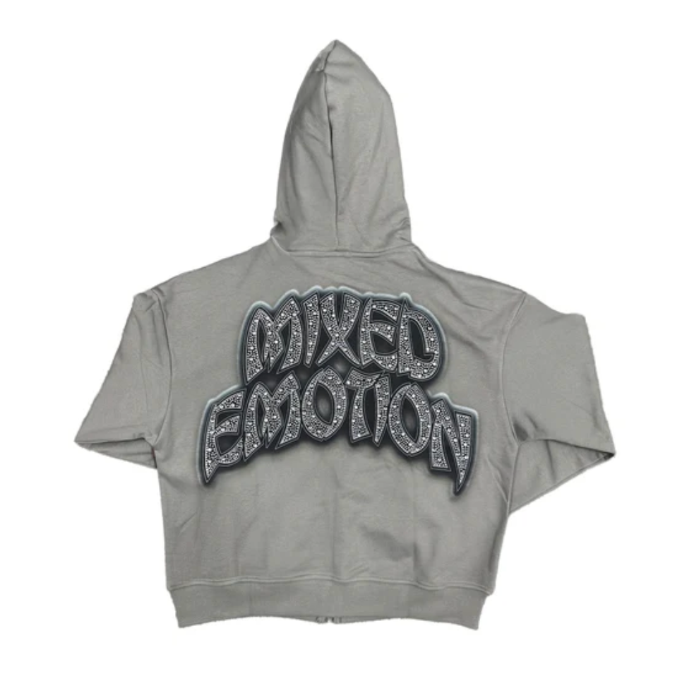 Mixed Emotions 'Last Ride' Rhinestone Grey Hoodie