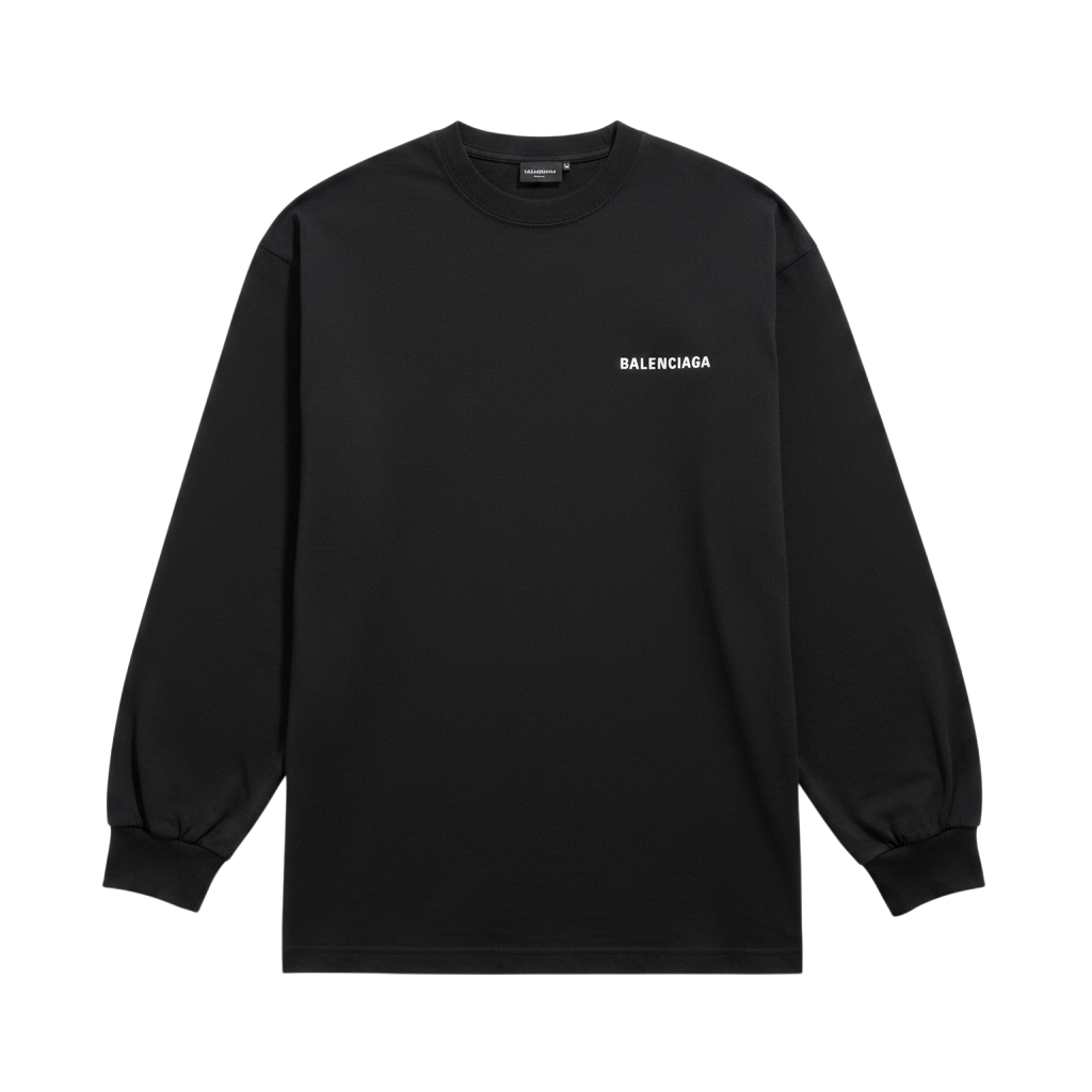 Balenciaga 'Double Sided Logo' Black LS Tee