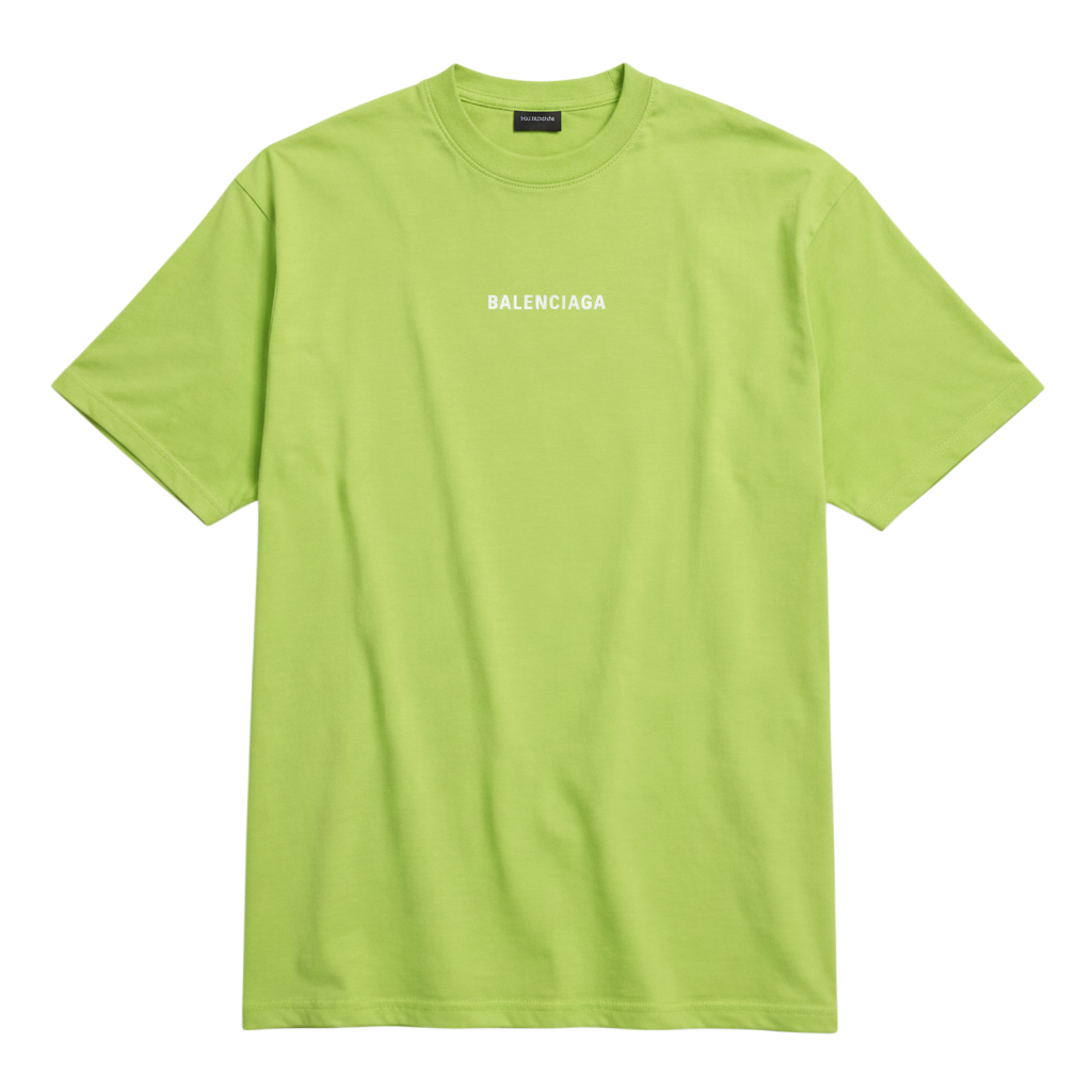 Balenciaga 'Embroidered Double Sided Logo' Lime Tee