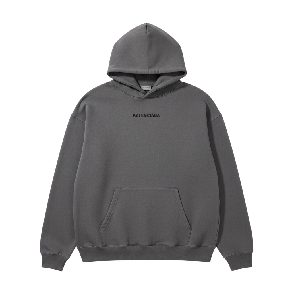 Balenciaga 'Embroidered Front & Back Logo' Smoke Grey Hoodie