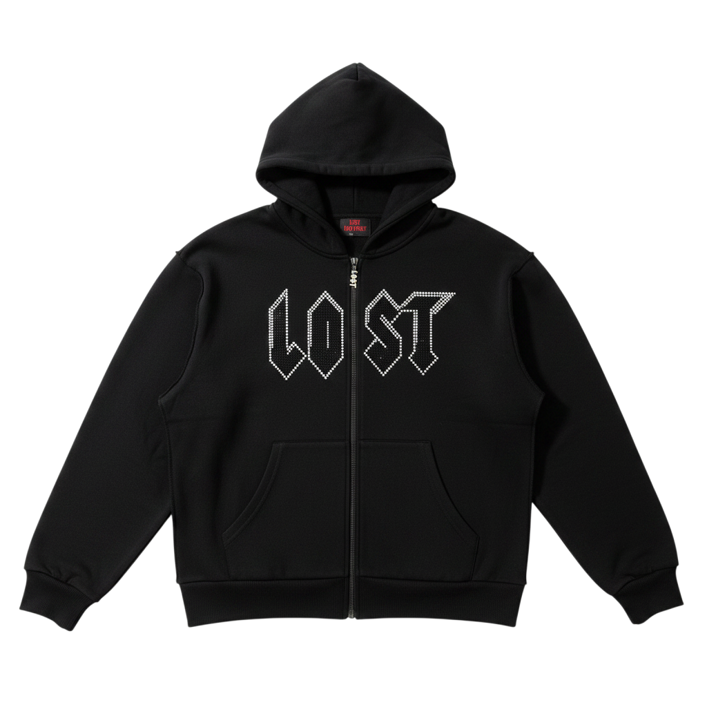 Lost Intricacy 'Staff Rhinestone' Black Hoodie