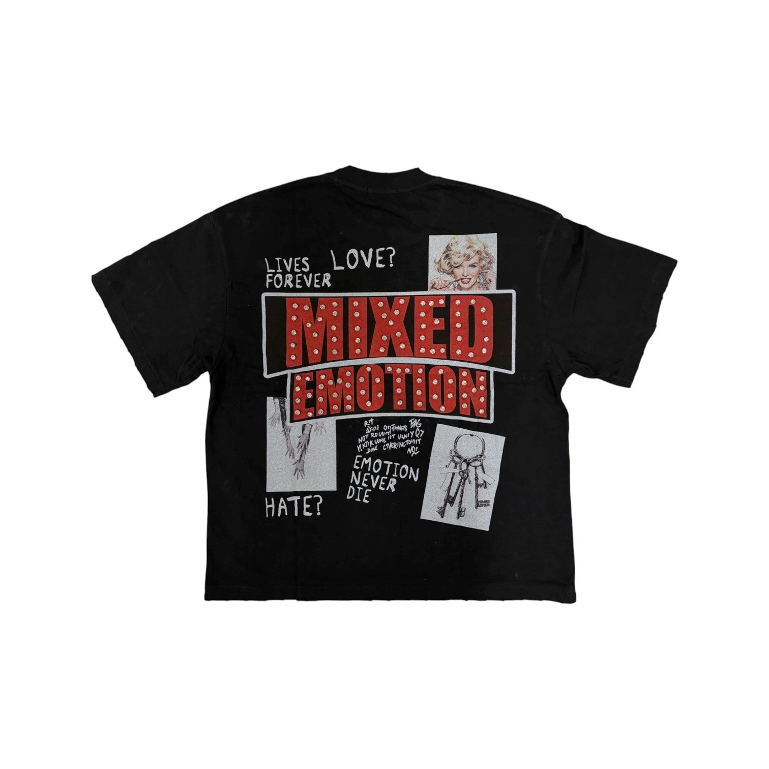 Mixed Emotions 'Lost Identity' Black Rhinestone Tee