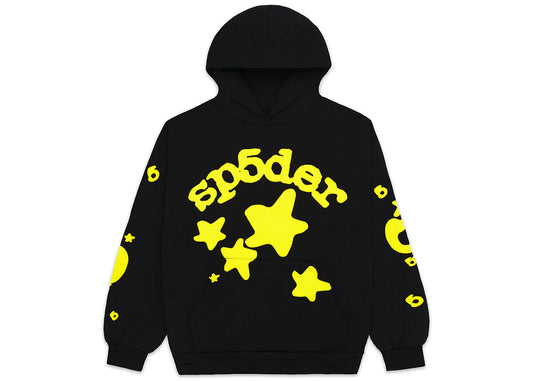 Sp5der Hoodie Beluga Black Yellow