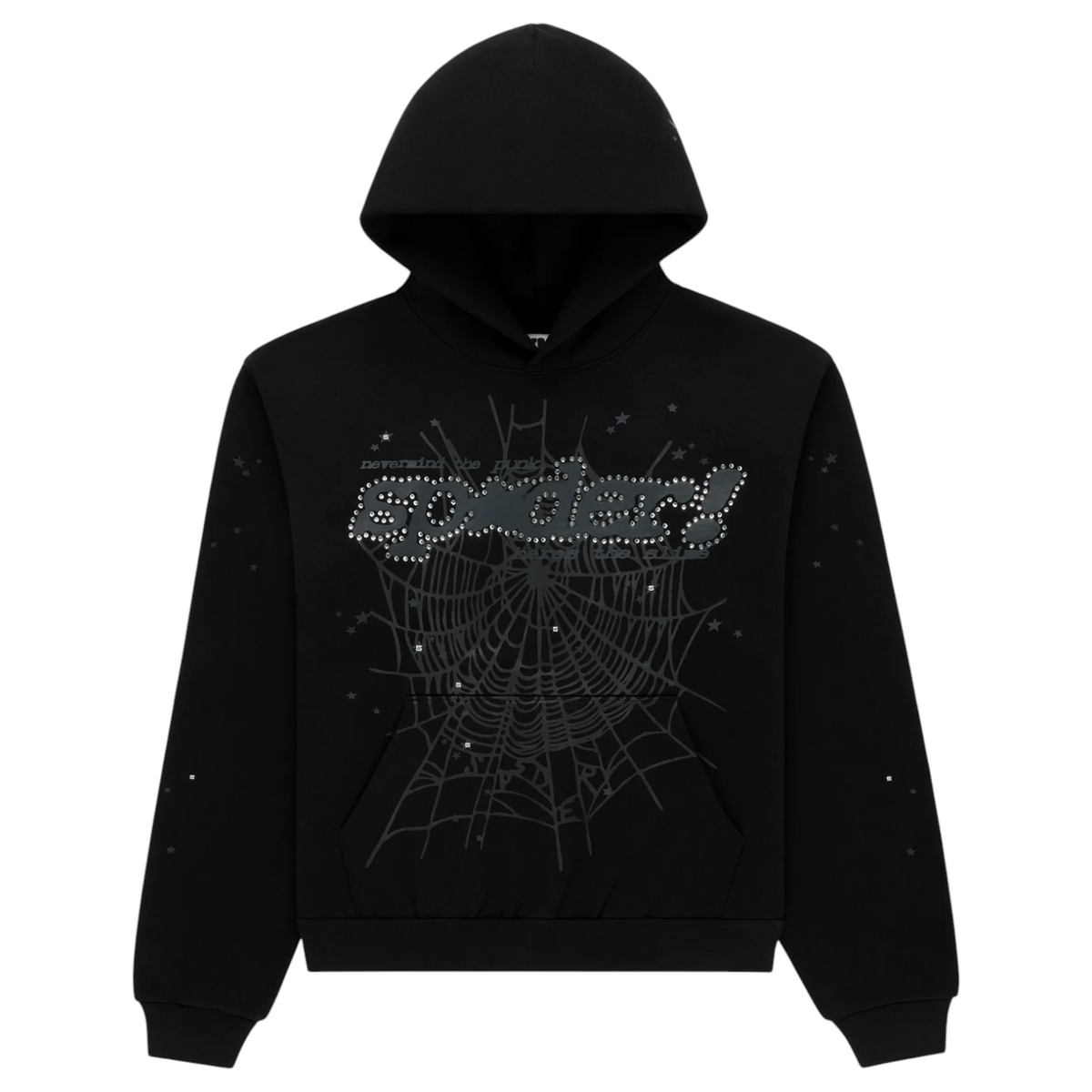 SP5DER 'PUNK V2' Rhinestone Black Hoodie