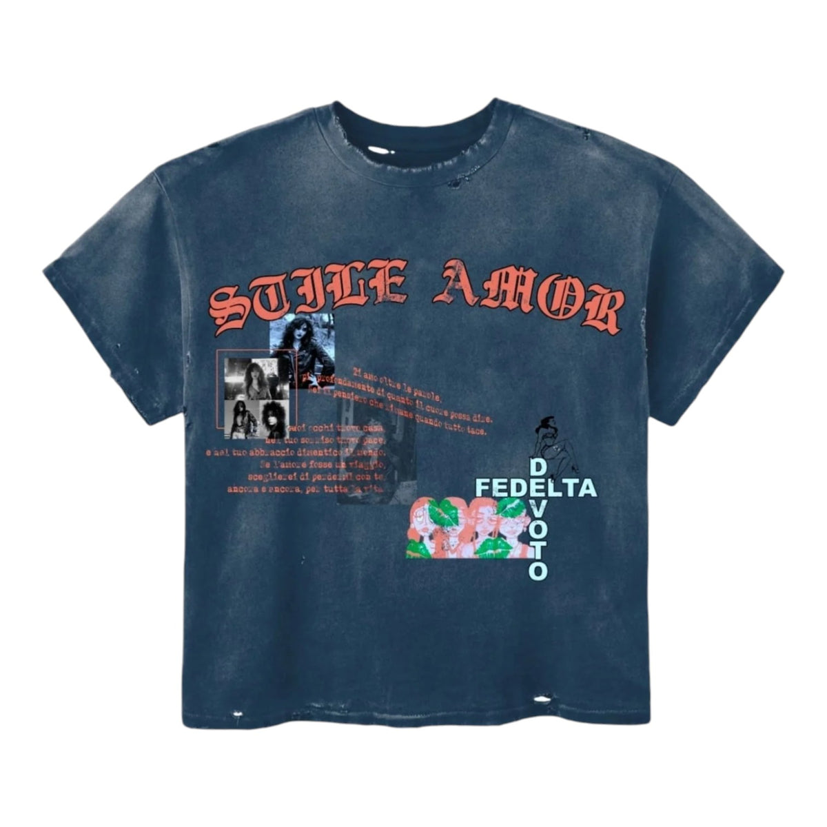 Stile De Amor 'Fedelta' Navy Tee