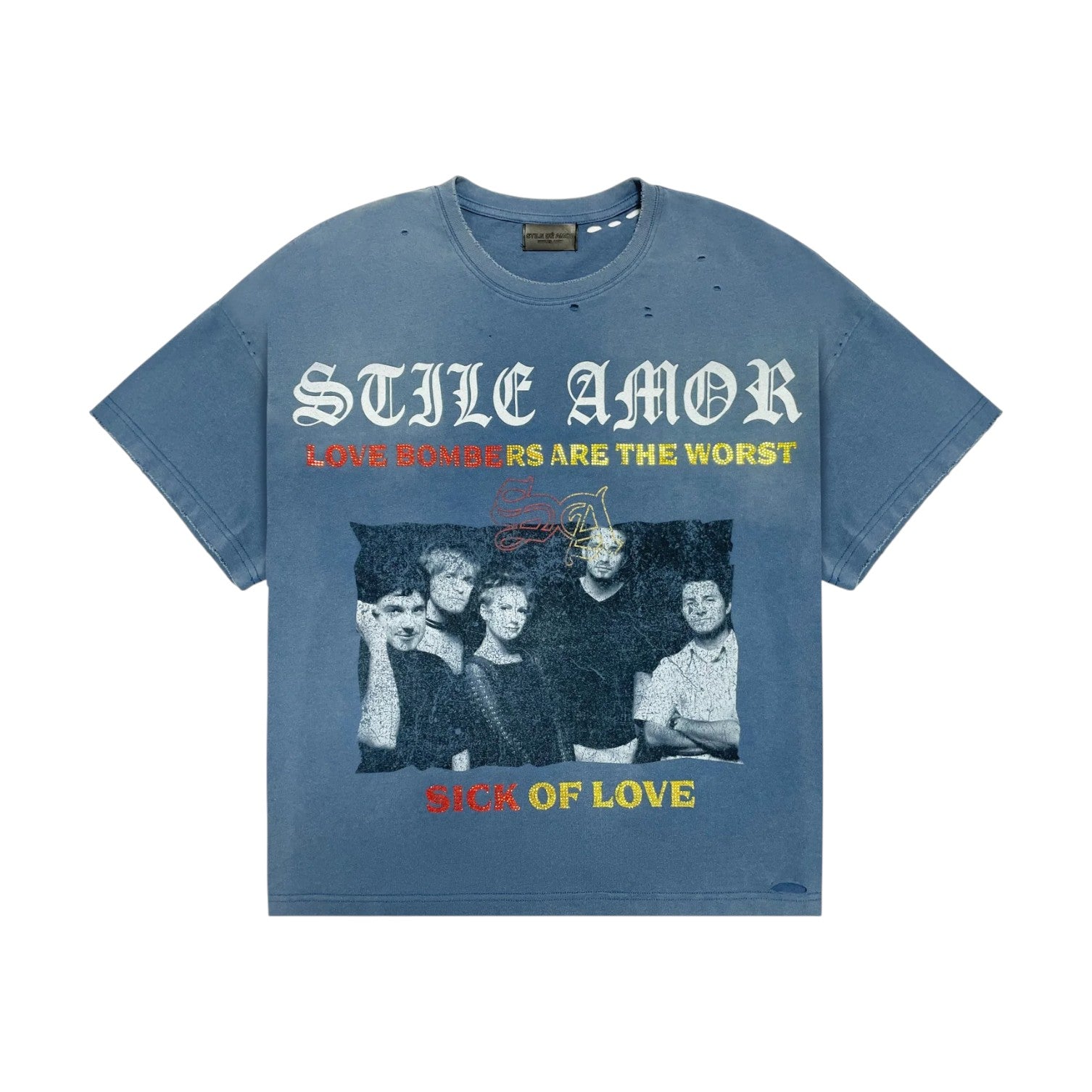 Stile De Amor 'Love Bomber' Blue Tee