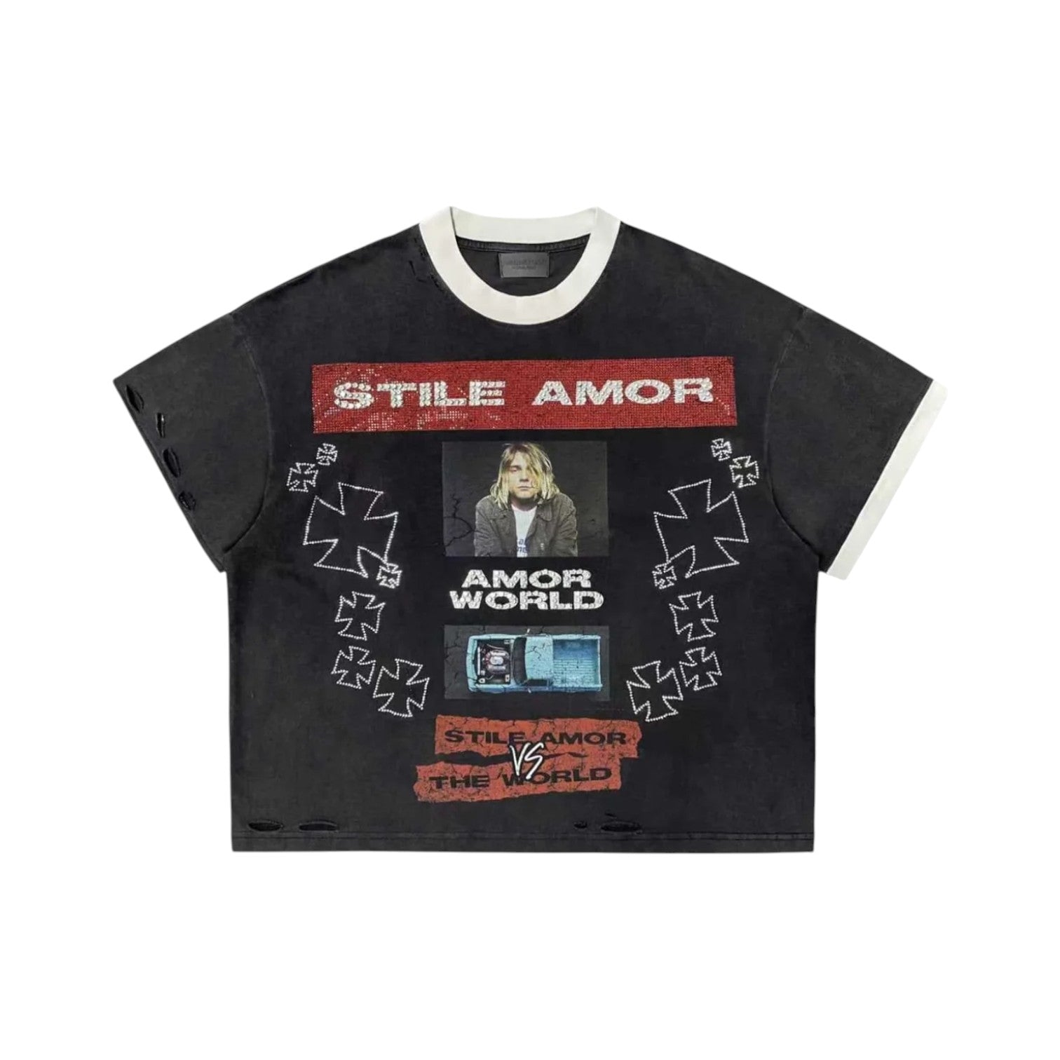 Stile De Amor 'World Stone SA' Black Tee