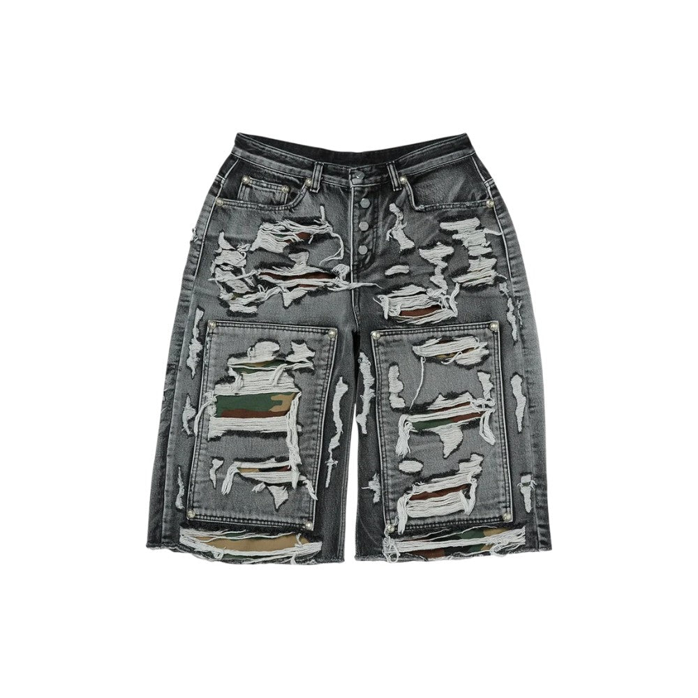 Thug Club 'Hell Camo' Black Jean Shorts
