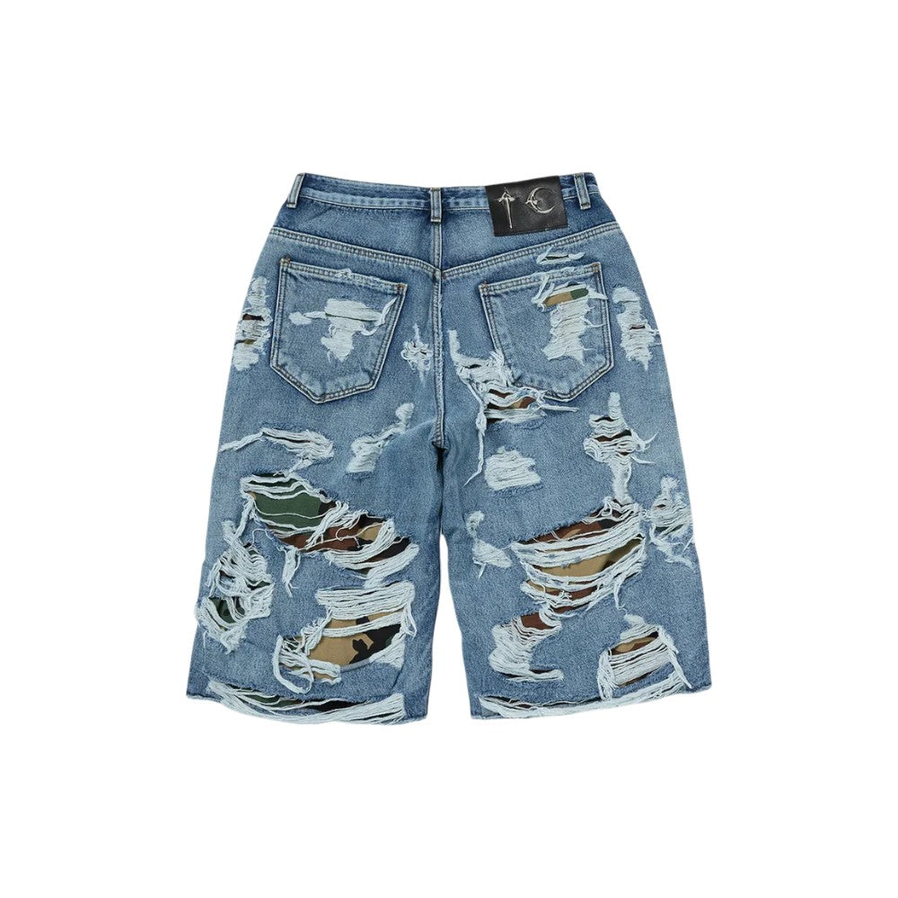 Thug Club 'Hell Camo' Blue Jean Shorts