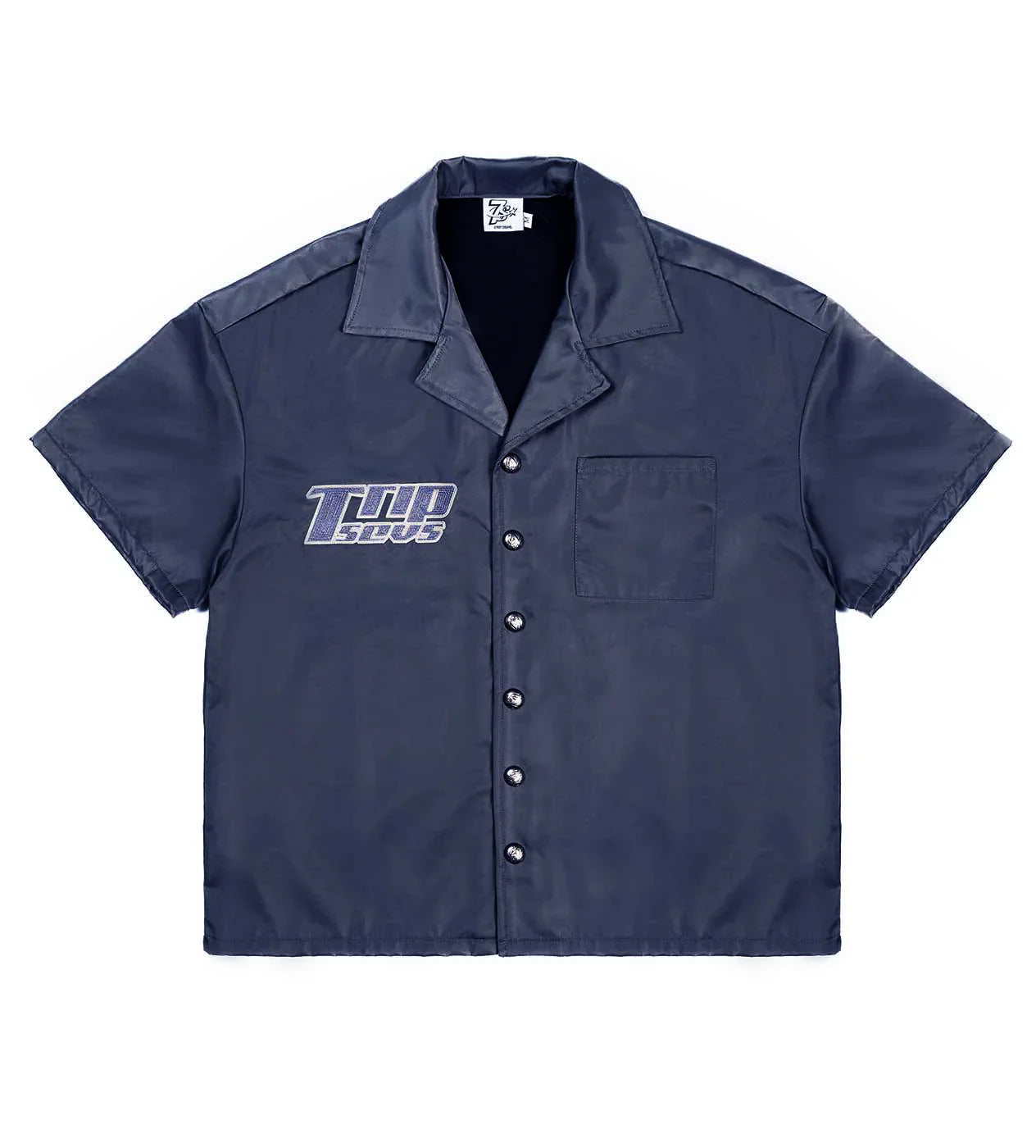 Triple Sevens 7 Nylon Navy Blue Button Up Shirt