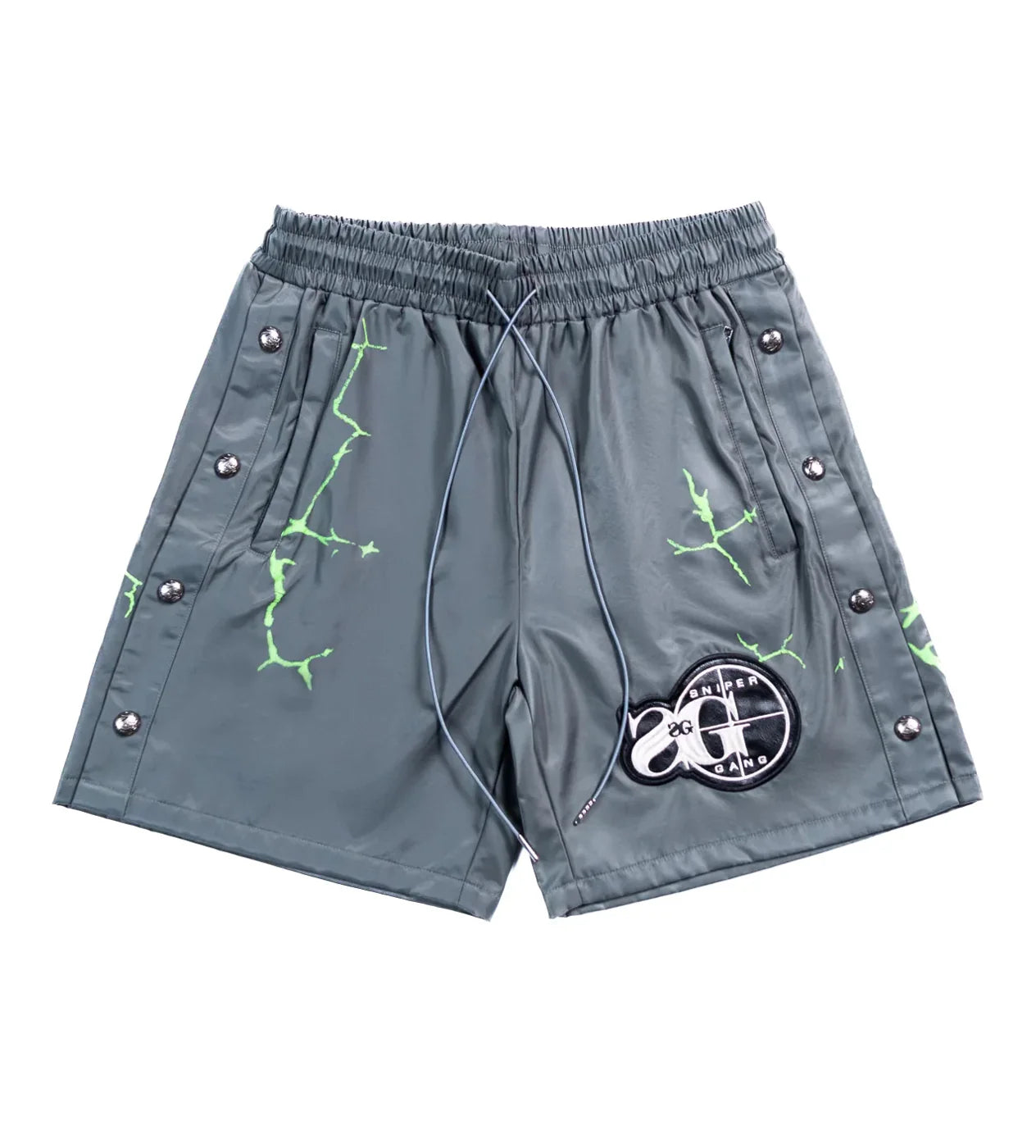 Triple Sevens 7 Grey & Green Nylon Shorts