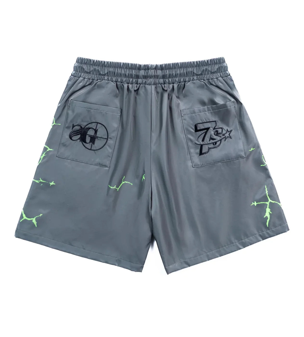 Triple Sevens 7 Grey & Green Nylon Shorts