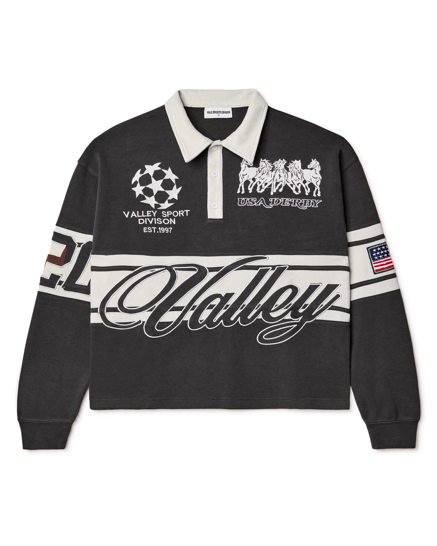 Vale Forever Black Derby Long Sleeve Polo