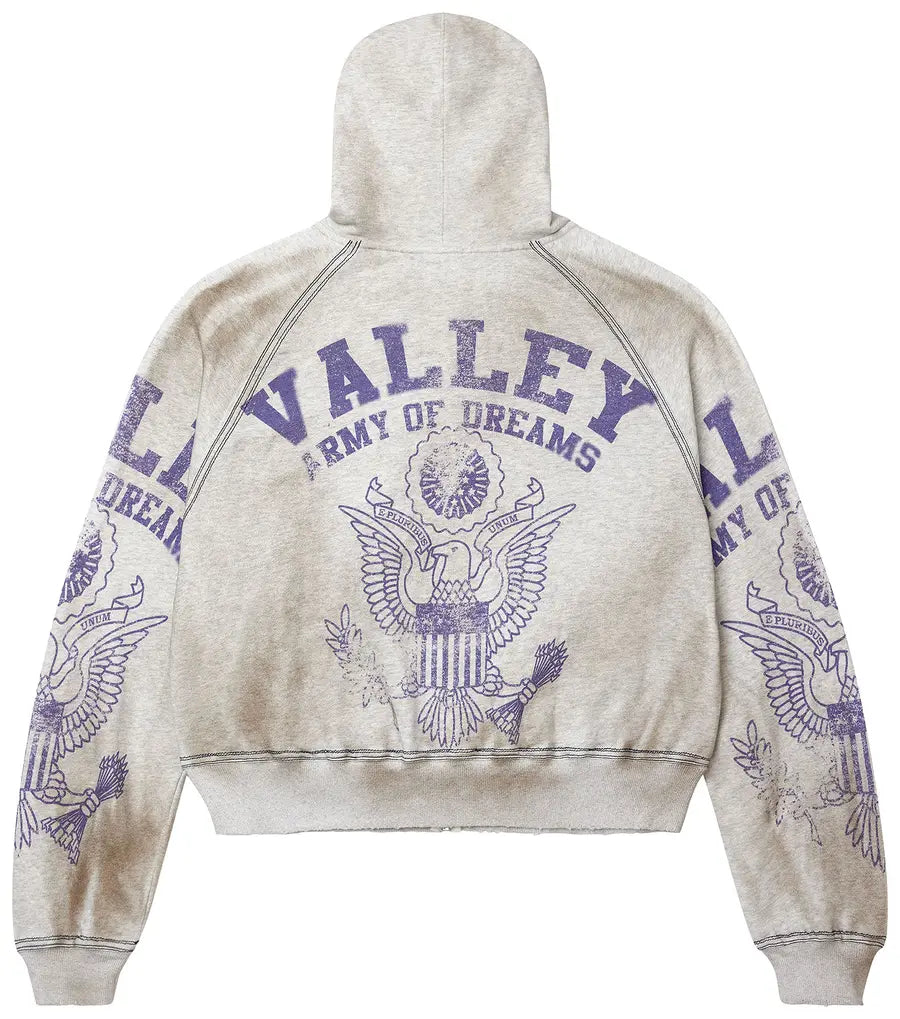 Vale Forever 'Army' Grey Zip Up Hoodie