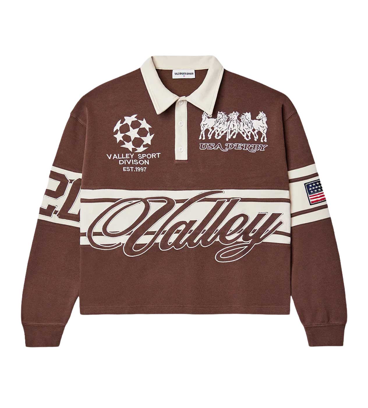 Vale Forever 'Chocolate Derby' Brown Long Sleeve Polo