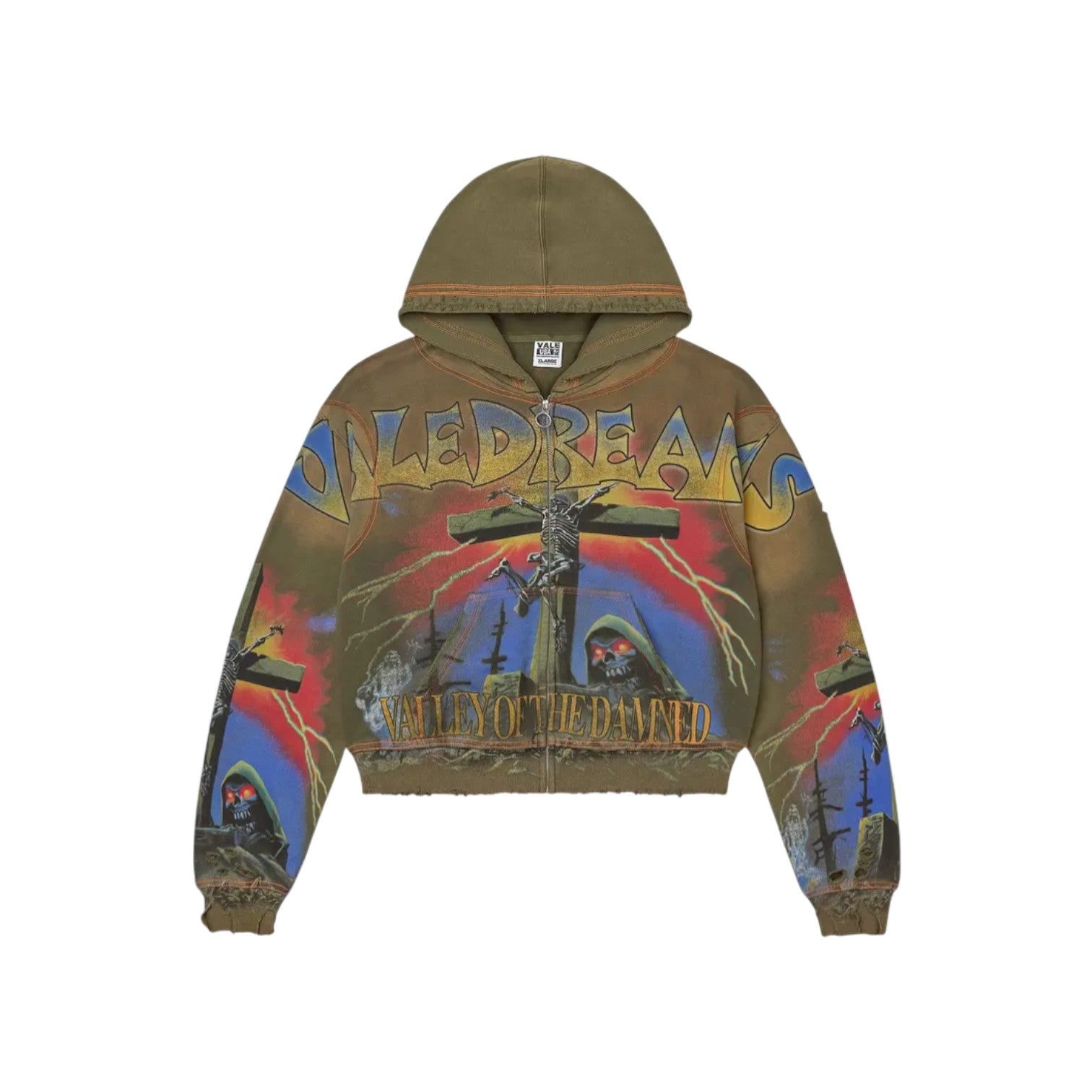 Vale Forever 'Damned Big' Olive Zip Up Hoodie