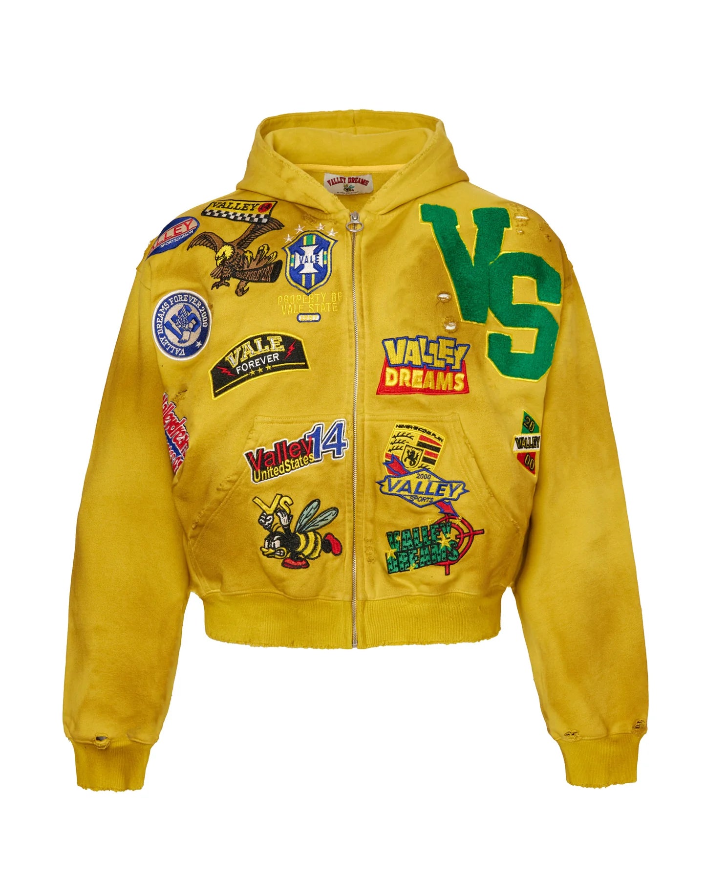 Vale Forever 'Doodle' Yellow Zip Up Hoodie