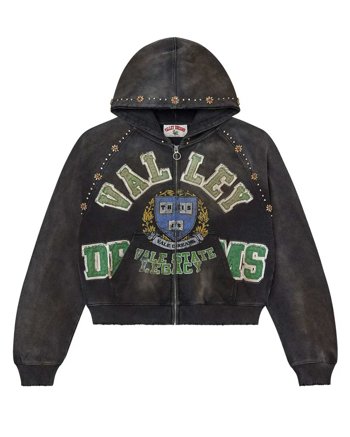 Vale Forever 'Gem' Black Zip Up Hoodie