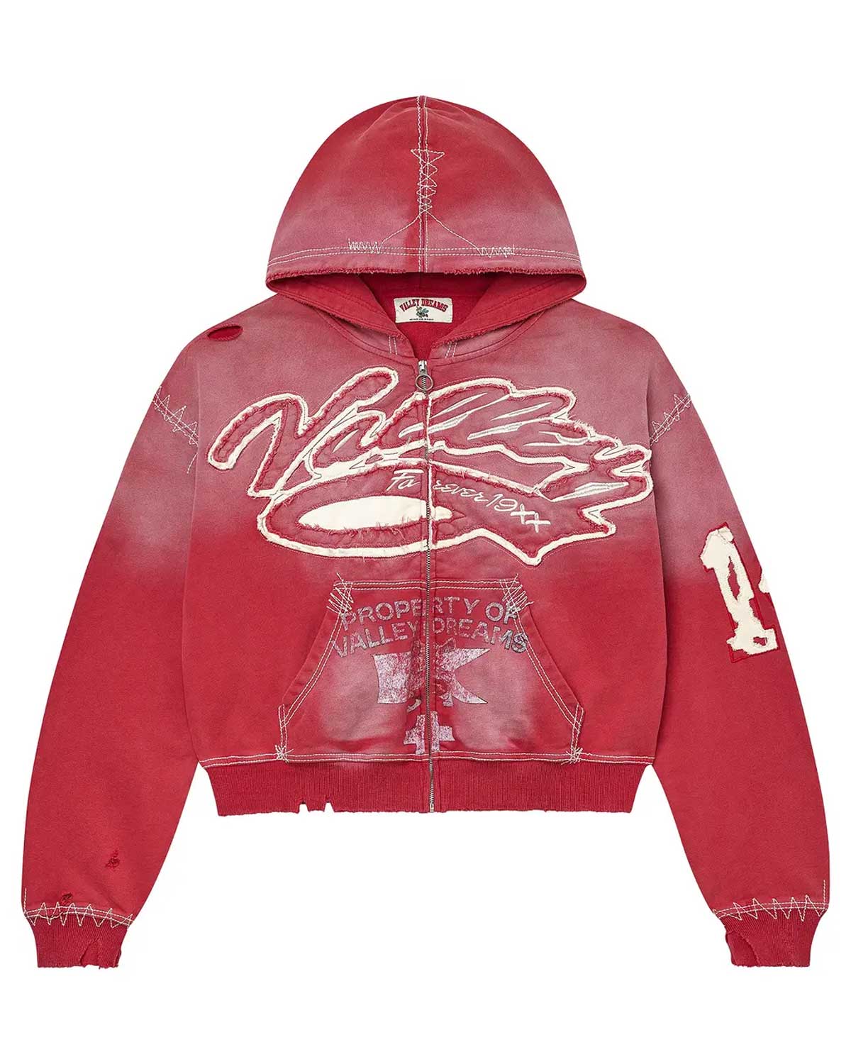 Vale Forever 'Religion' Red Zip Up Hoodie