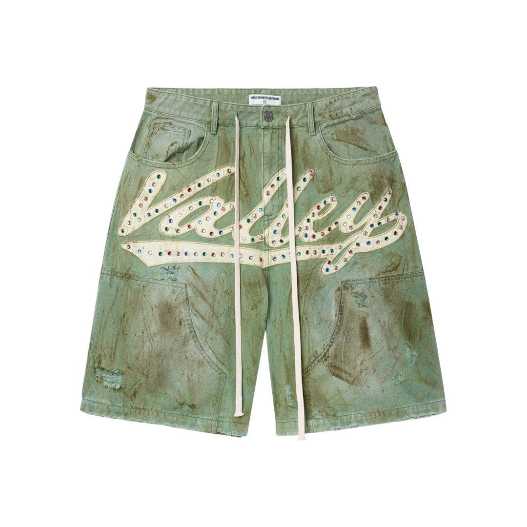 Vale Forever 'Skittles' Dirty Green Jean Shorts