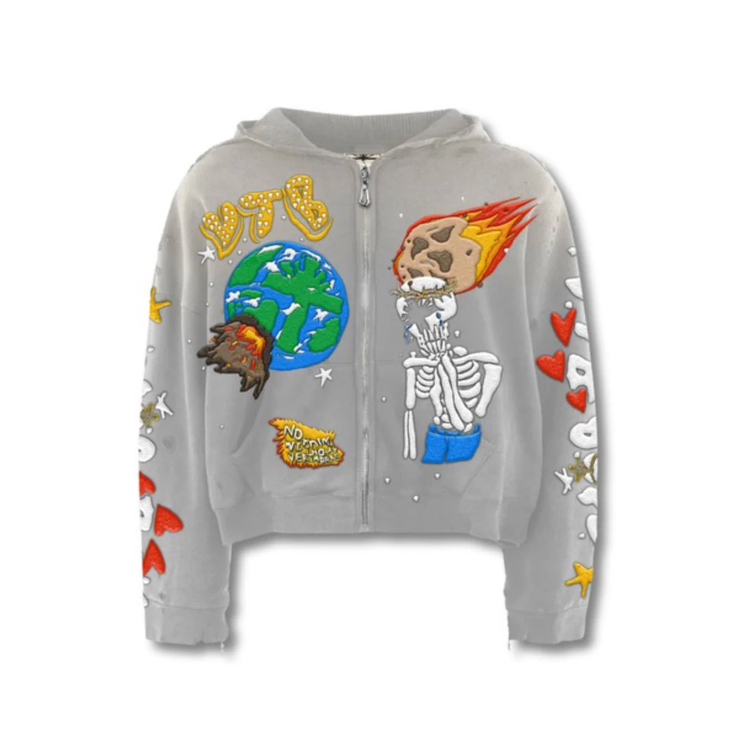 Vertabrae 'Cosmic' Grey Full Zip Hoodie