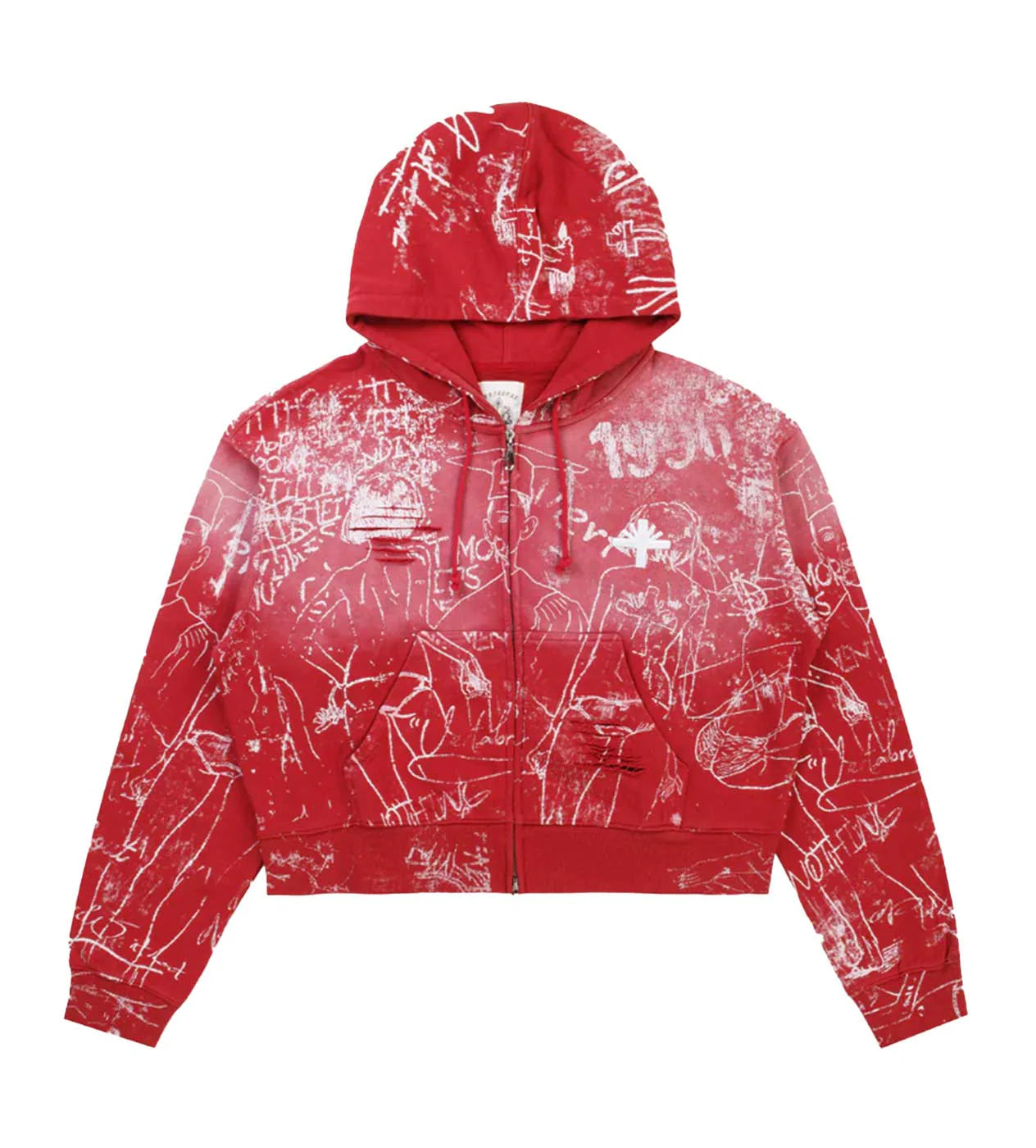 Vertabrae 'Silo Sketch' Red Zip Up Hoodie