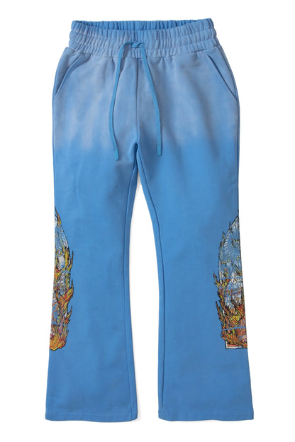 WDW "Faded Flame Glass" Sky Blue Sweats