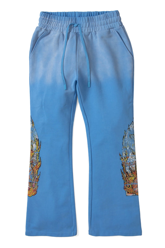 WDW "Faded Flame Glass" Sky Blue Sweats