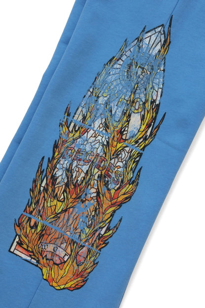 WDW "Faded Flame Glass" Sky Blue Sweats