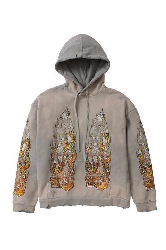 WDW "Faded Flame Glass" Vintage Grey Hoodie